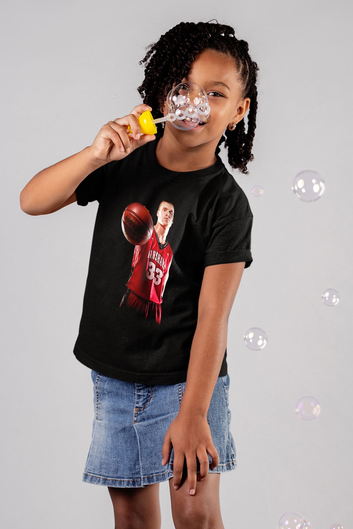 Basketbol Baskılı Siyah Unisex Çocuk Tişört