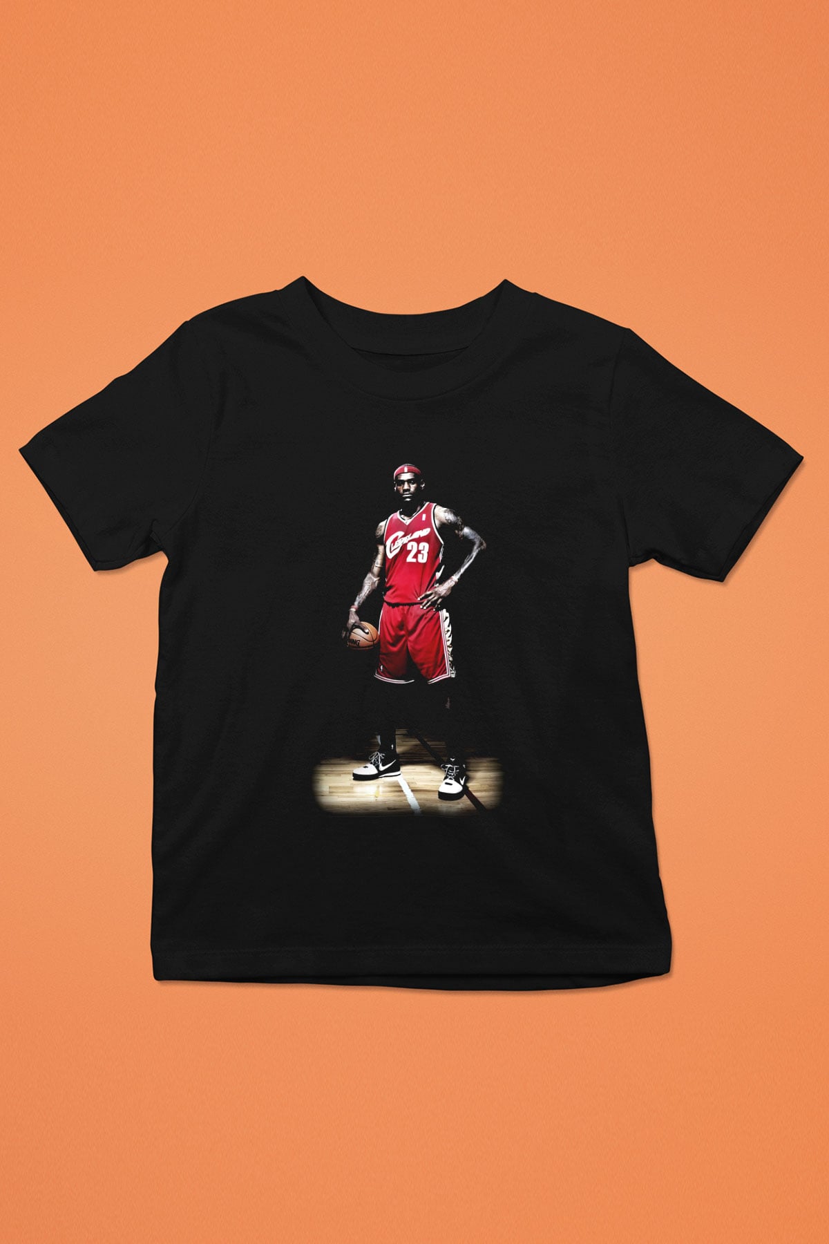 Basketbol Baskılı Siyah Unisex Çocuk Tişört