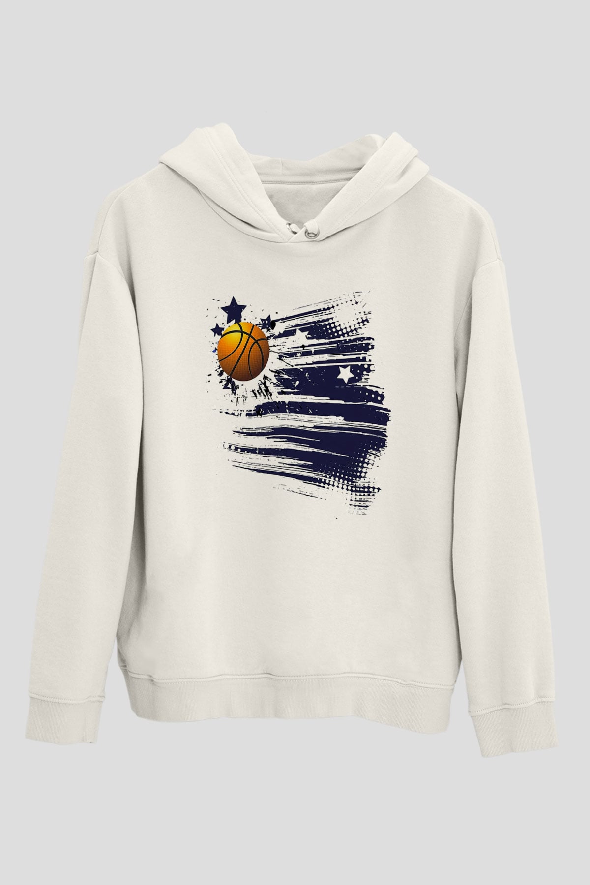 Basketbol Beyaz Unisex Hoodie