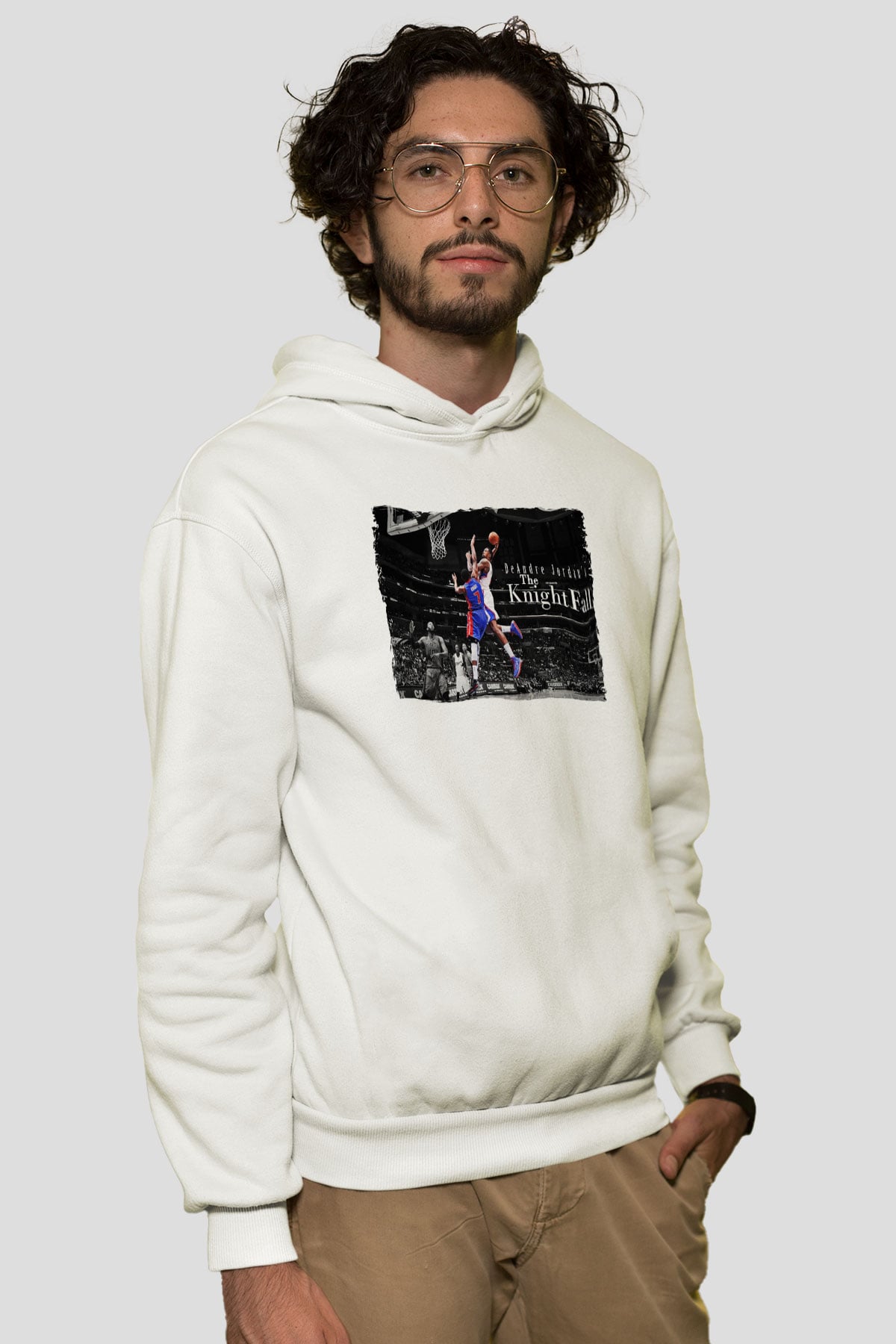 Basketbol Beyaz Unisex Kapüşonlu Sweatshirt