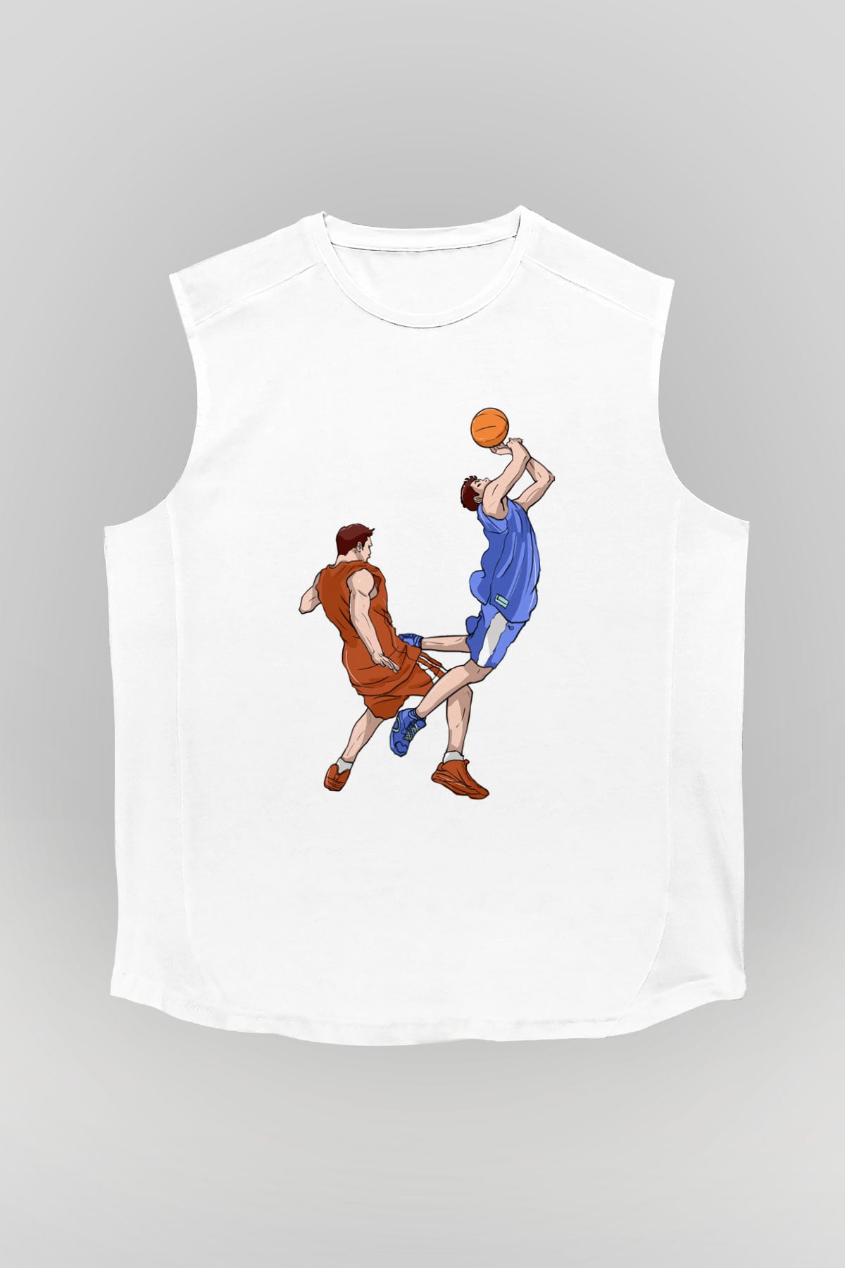 Basketbol Beyaz Unisex Kolsuz Tişört