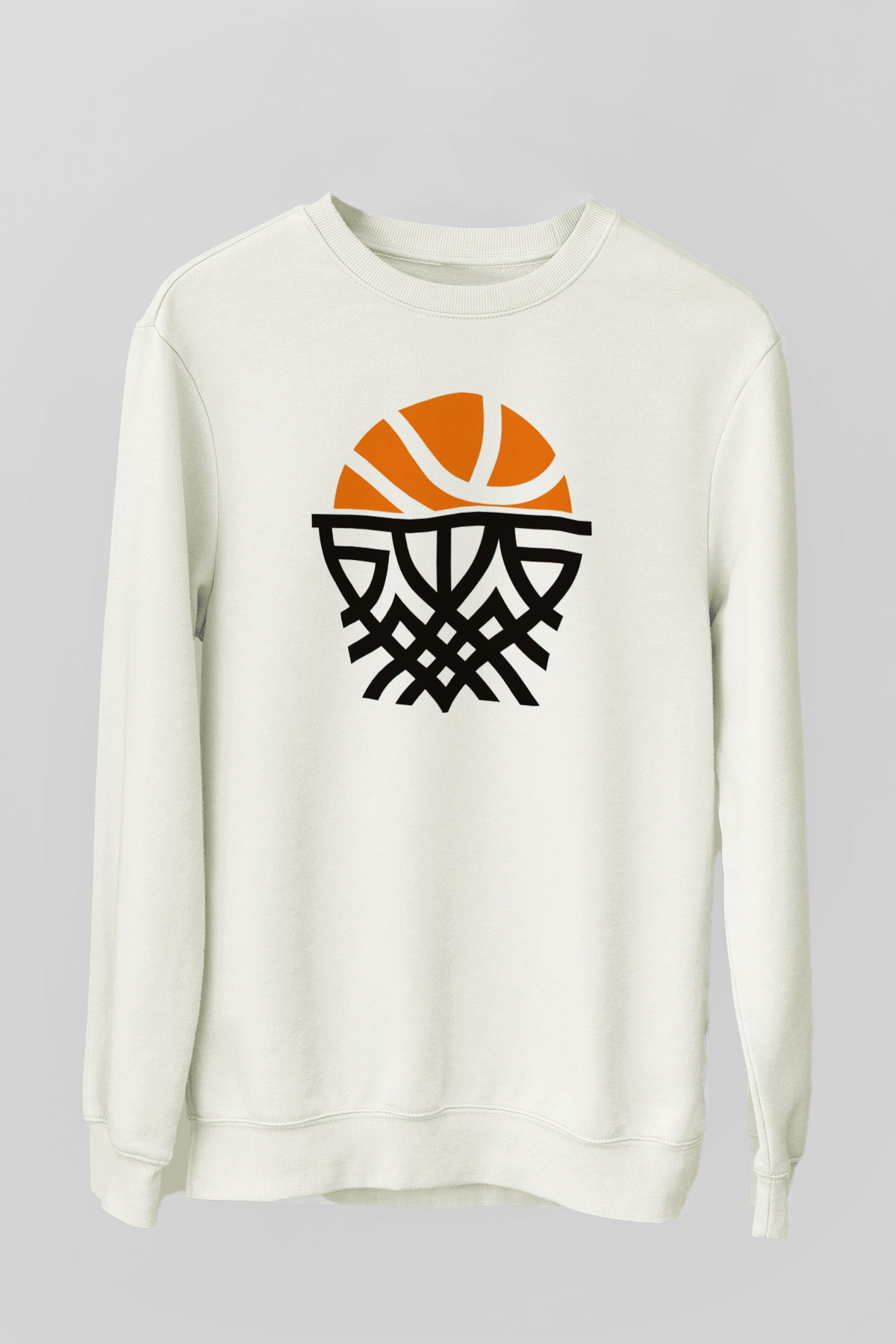 Basketbol Beyaz Unisex Sweatshirt