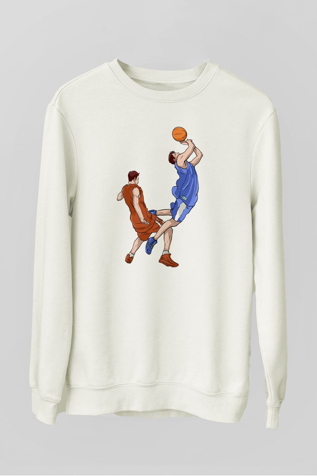Basketbol Beyaz Unisex Sweatshirt