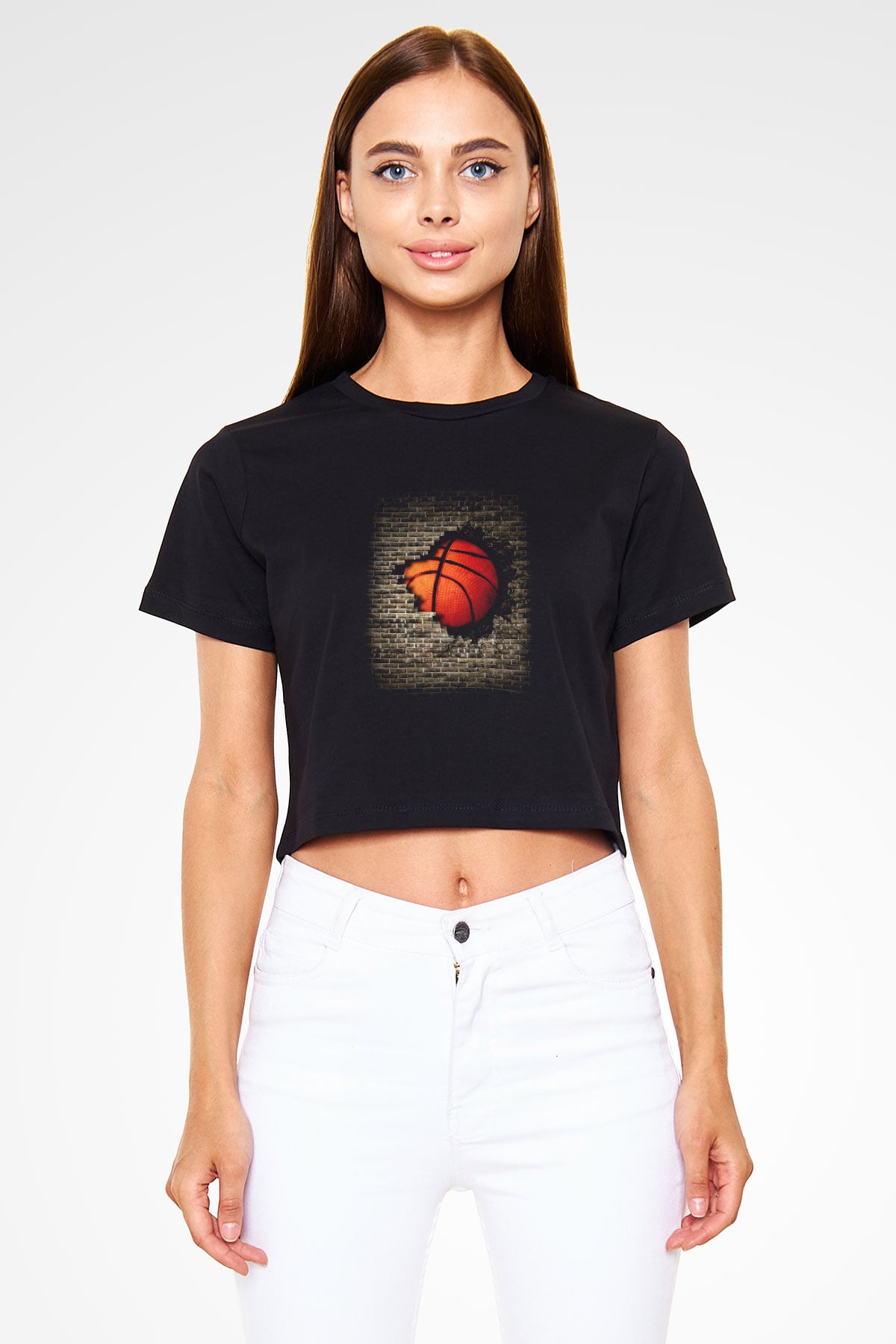Basketbol Siyah Crop Top Tişört