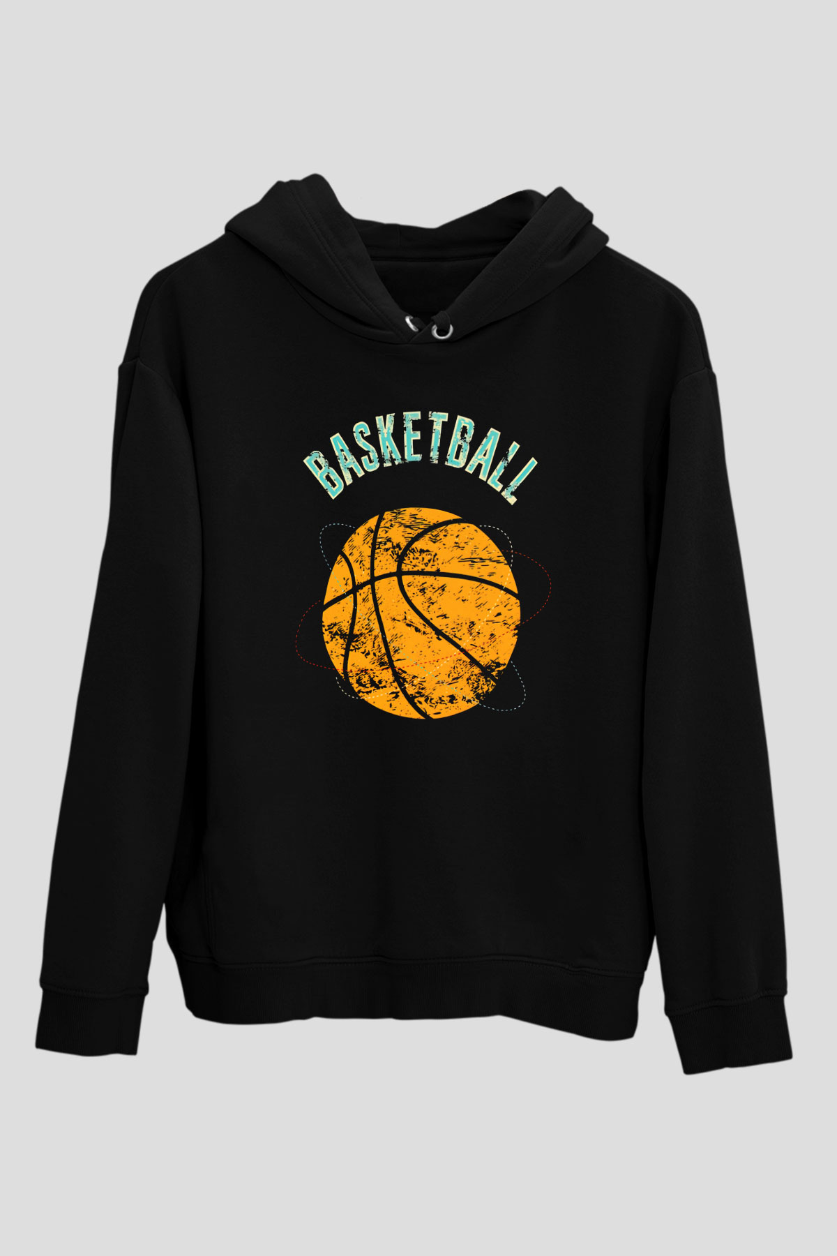 Basketbol Siyah Unisex Hoodie