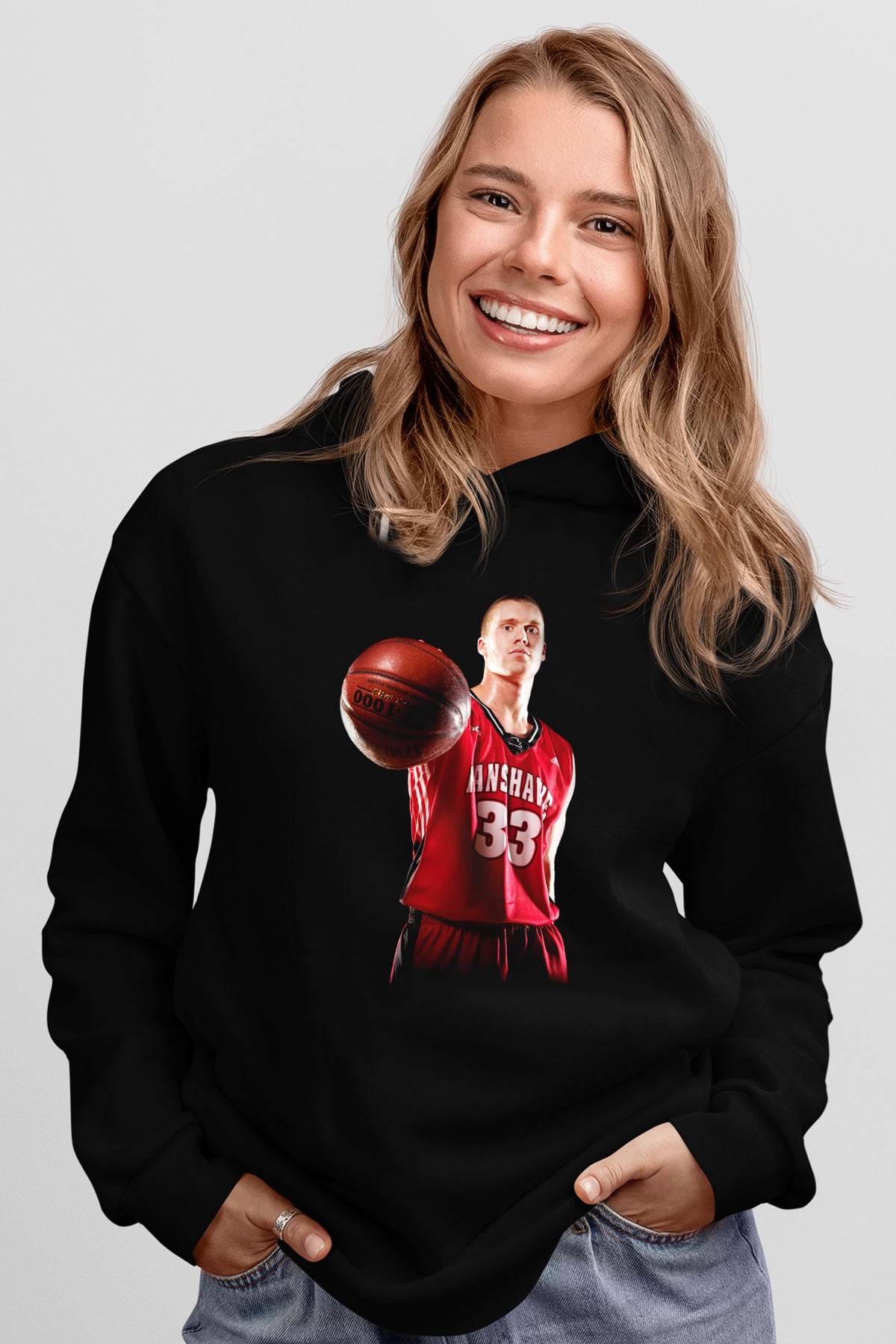 Basketbol Siyah Unisex Hoodie