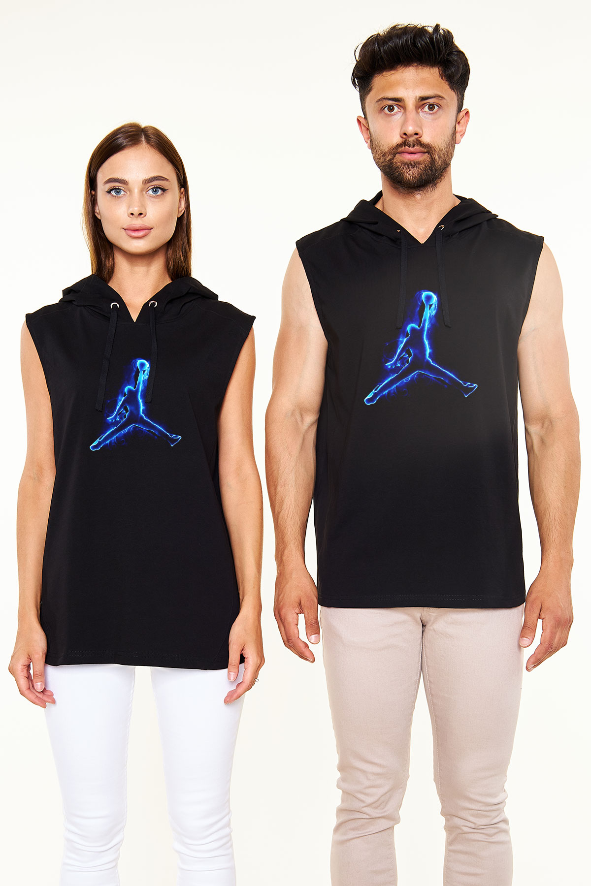 Basketbol Siyah Unisex Kapüşonlu Kolsuz Tişört