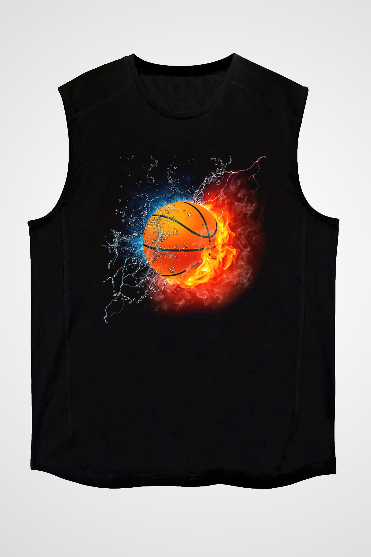 Basketbol Siyah Unisex Kolsuz Tişört