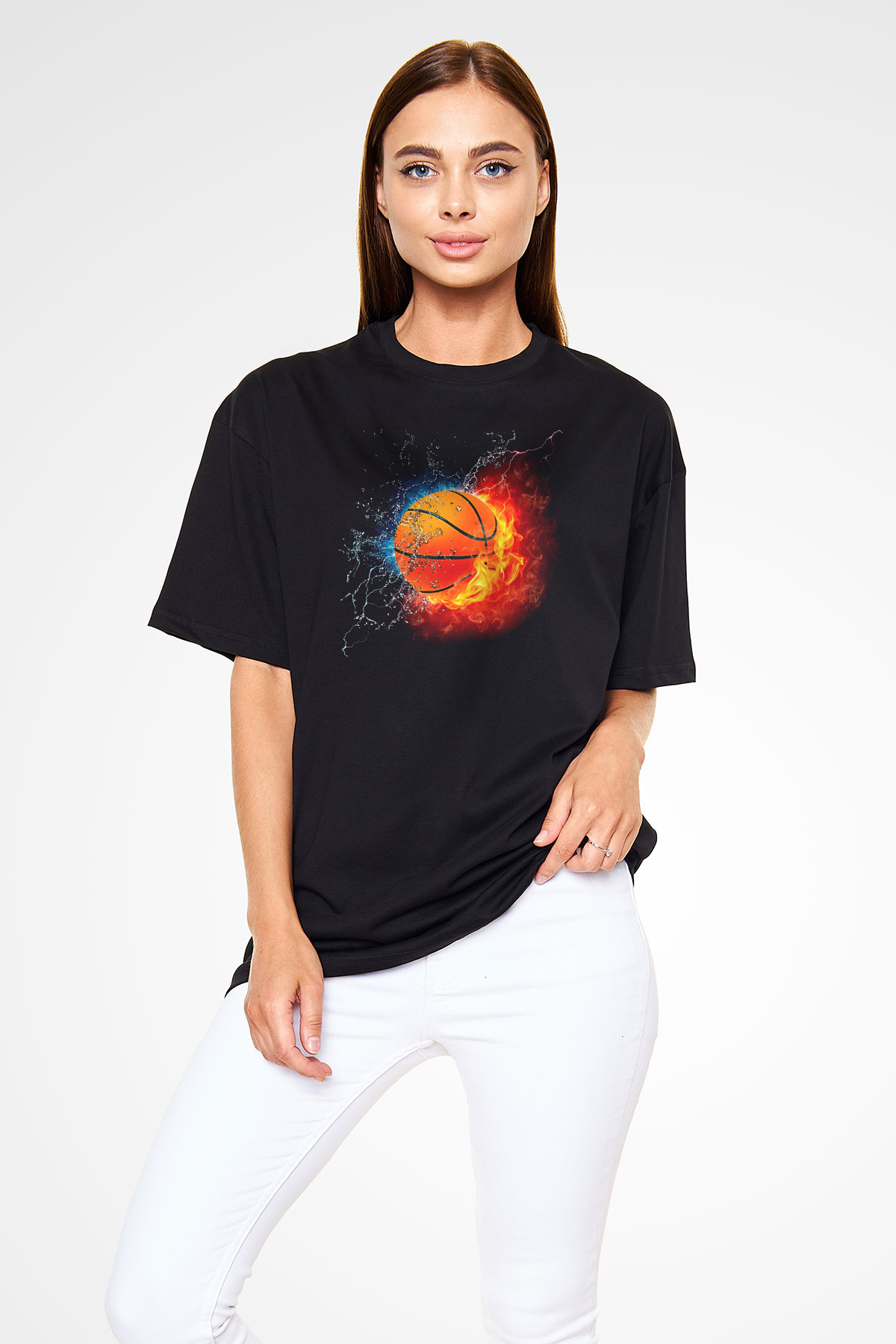 Basketbol Siyah Unisex Oversize Tişört T-Shirt