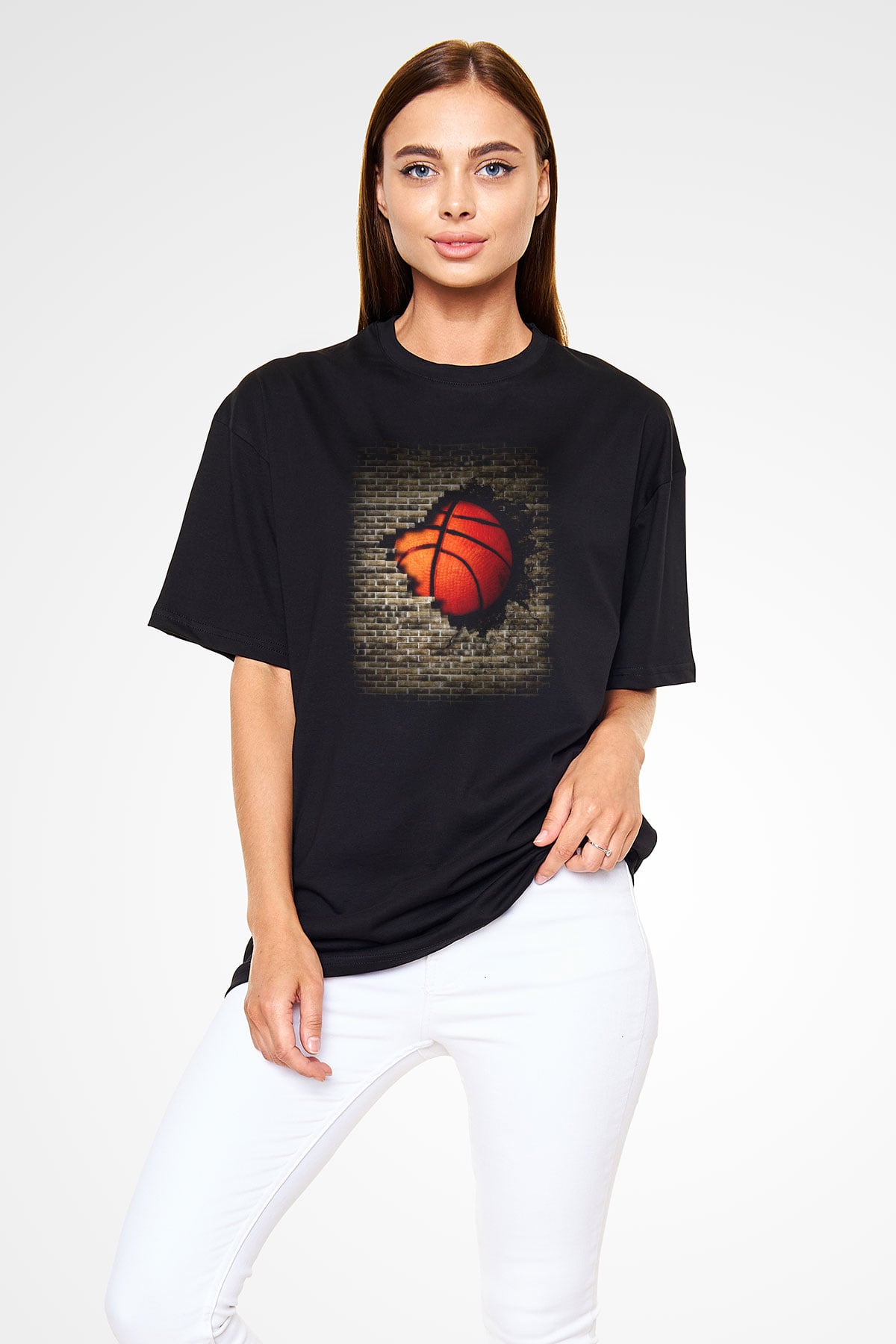 Basketbol Siyah Unisex Oversize Tişört T-Shirt