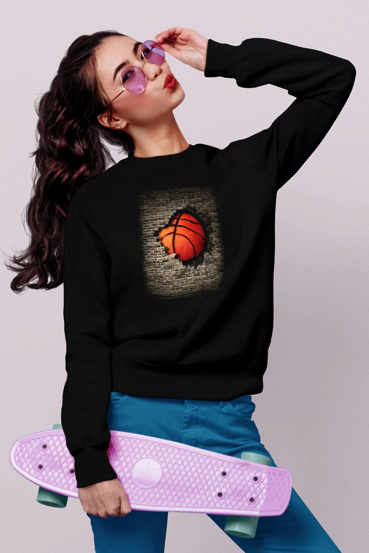 Basketbol Siyah Unisex Sweatshirt