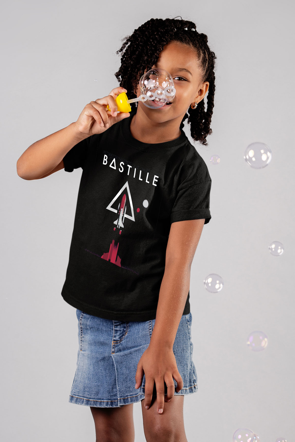 Bastille Baskılı Siyah Unisex Çocuk Tişört