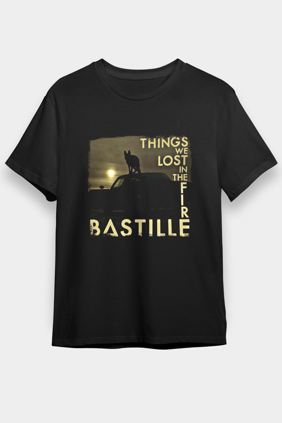 Bastille Baskılı Unisex Siyah Tişört