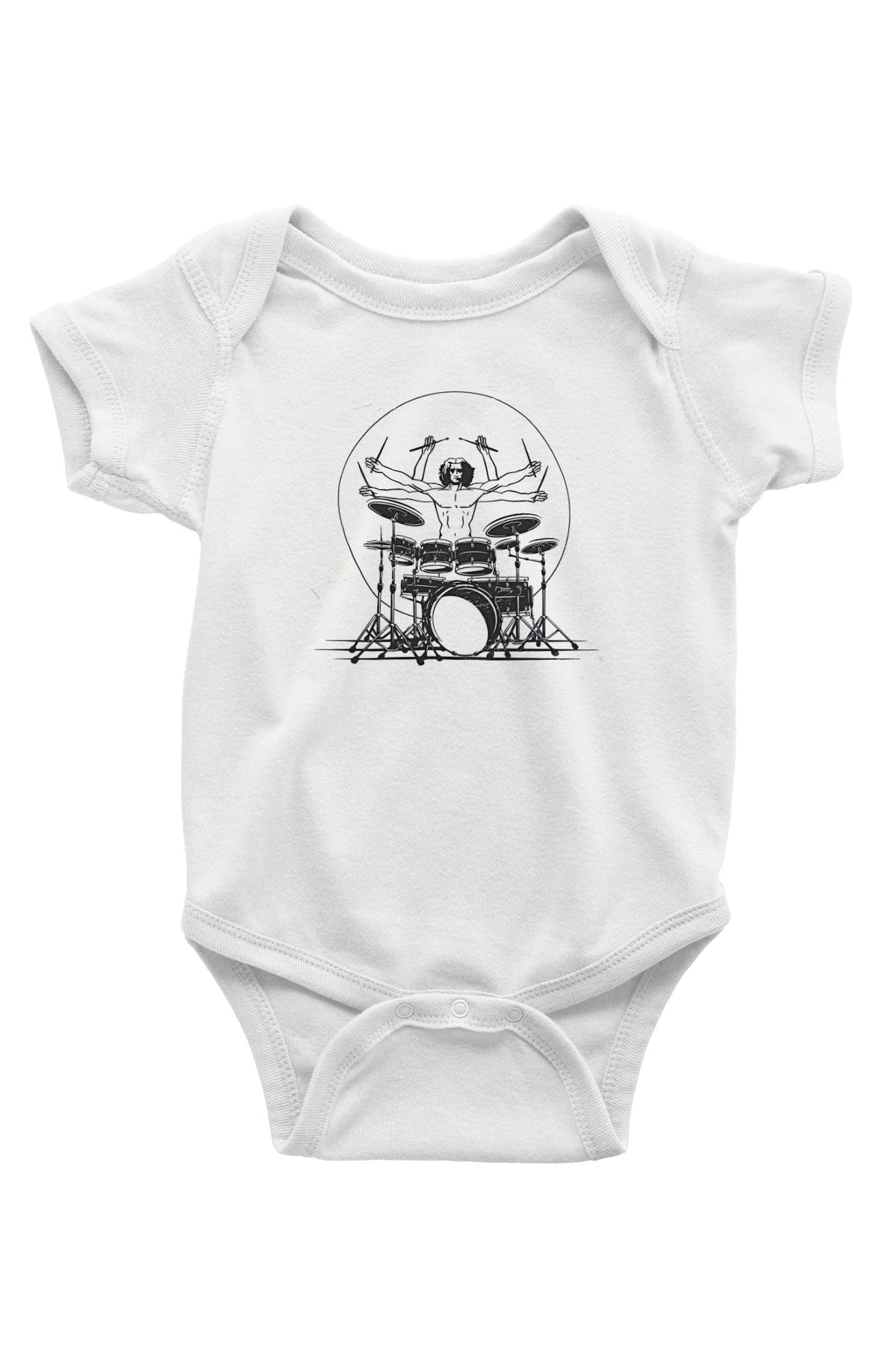 Bateri Baskılı Beyaz Unisex Bebek Body - Zıbın