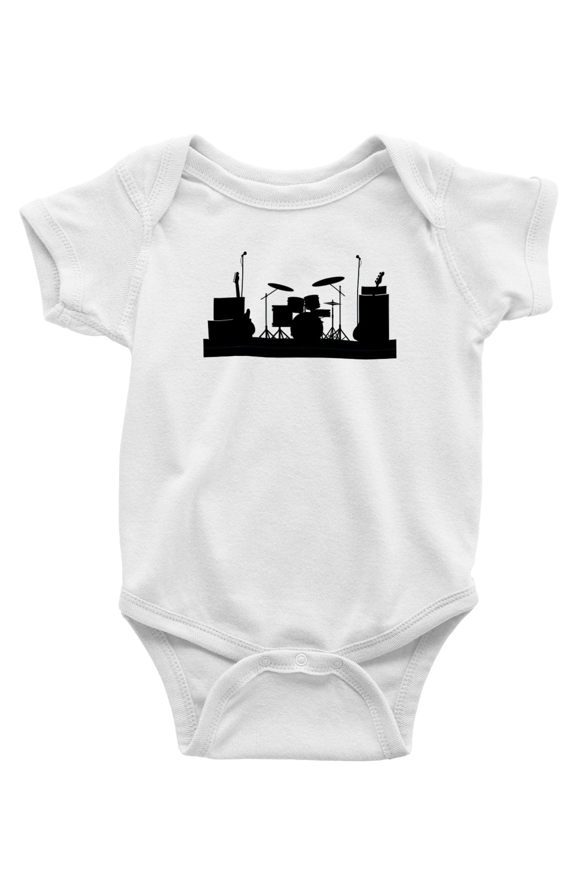 Bateri Baskılı Beyaz Unisex Bebek Body - Zıbın