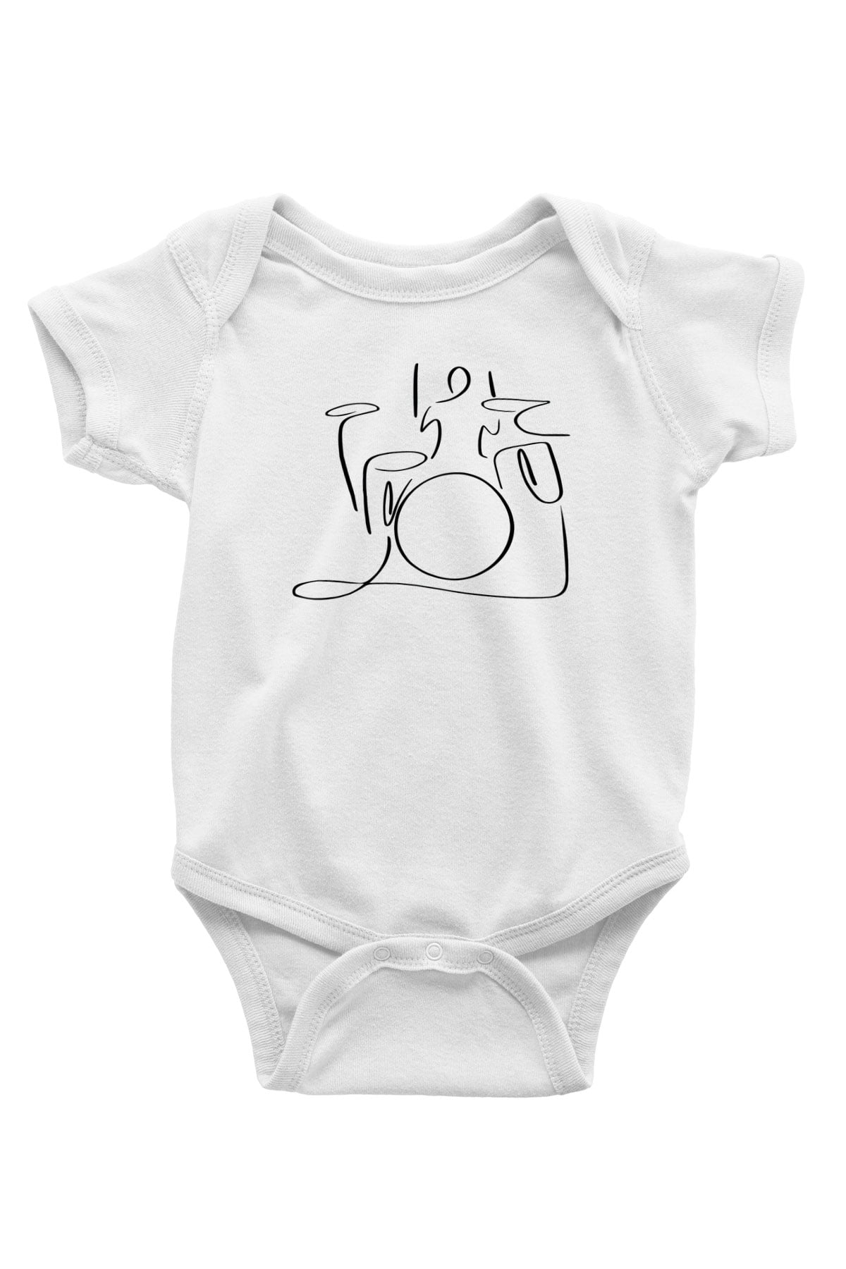 Bateri Baskılı Beyaz Unisex Bebek Body - Zıbın