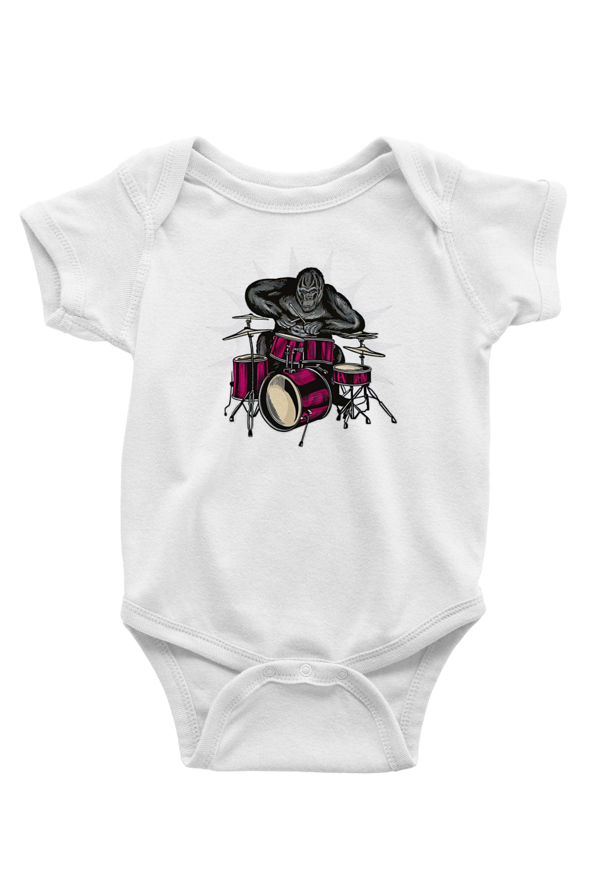 Bateri Baskılı Beyaz Unisex Bebek Body - Zıbın