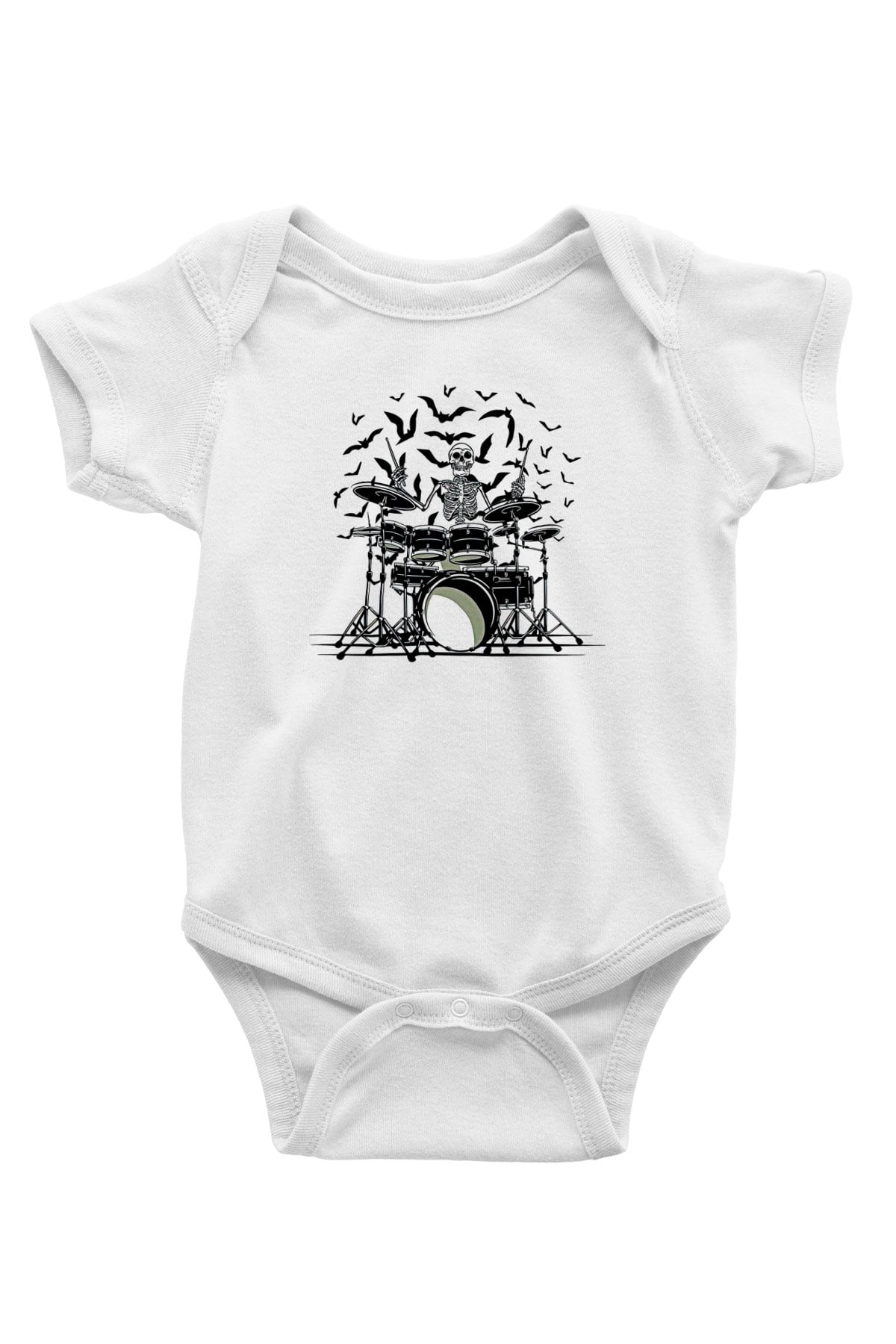 Bateri Baskılı Beyaz Unisex Bebek Body - Zıbın