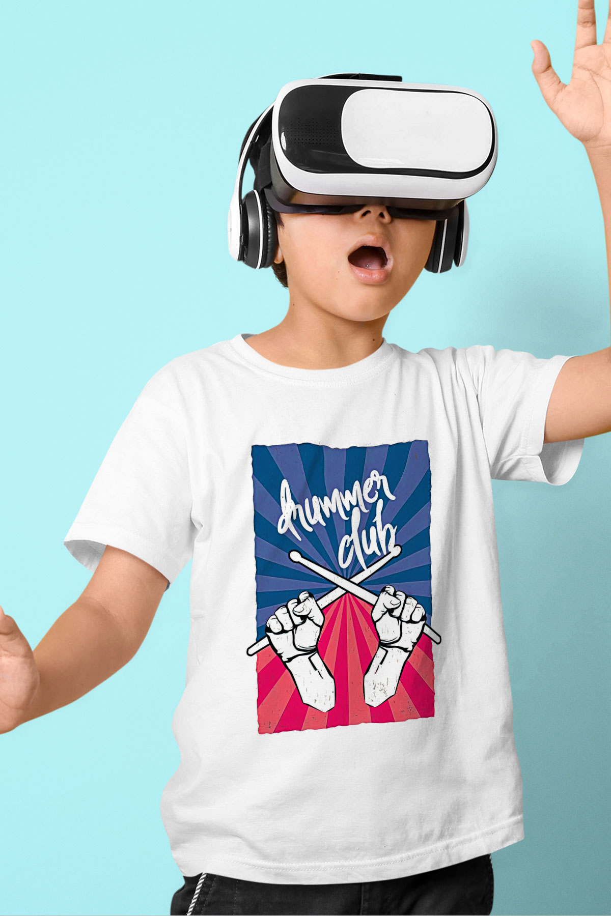 Bateri Baskılı Beyaz Unisex Beyaz Çocuk Tişört - Tshirt