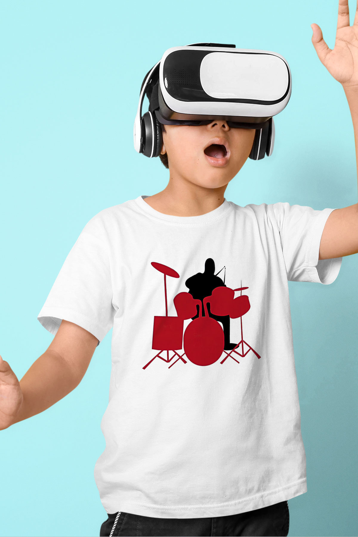 Bateri Baskılı Beyaz Unisex Beyaz Çocuk Tişört - Tshirt