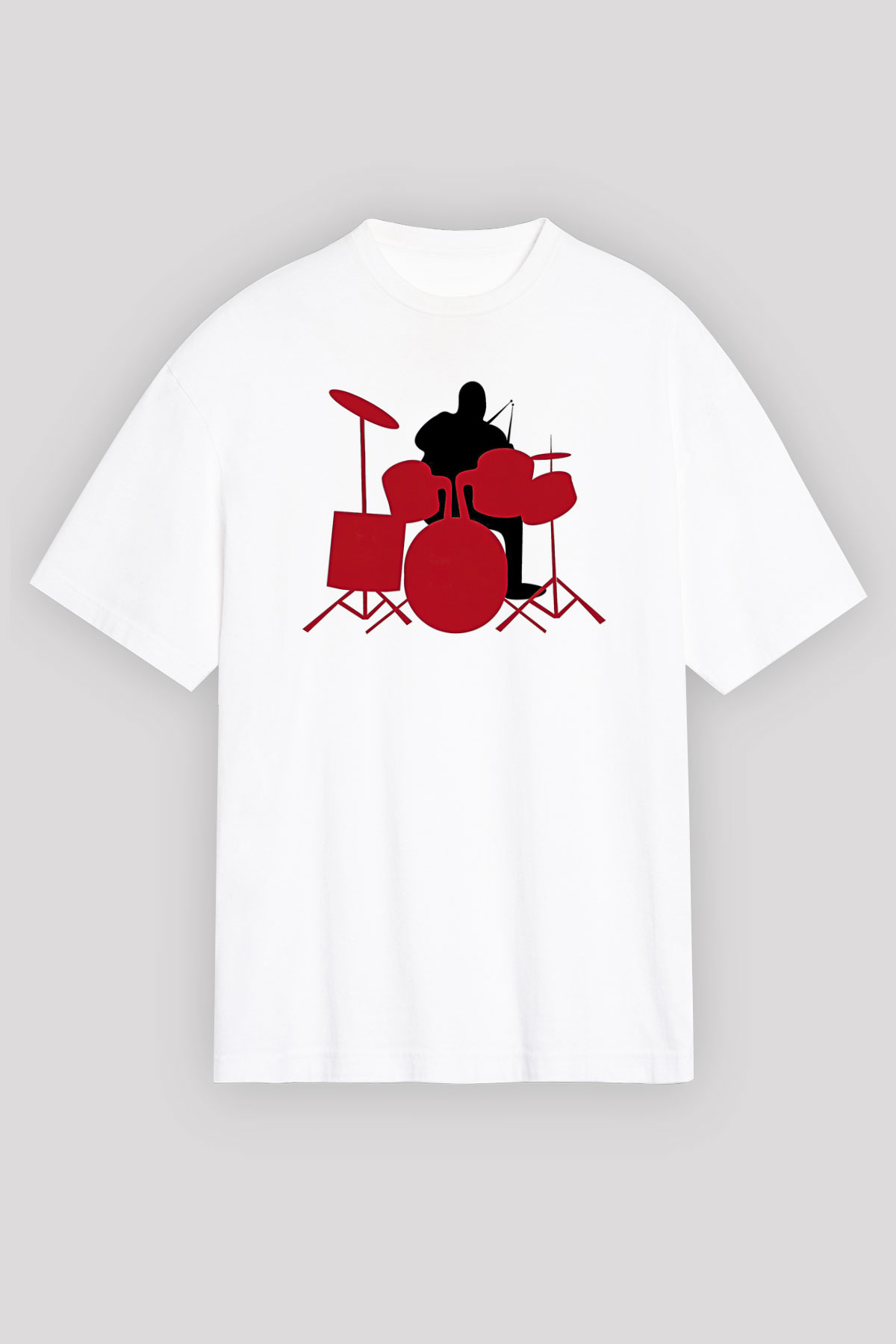 Bateri Baskılı Beyaz Unisex Oversize Tişört - Tshirt