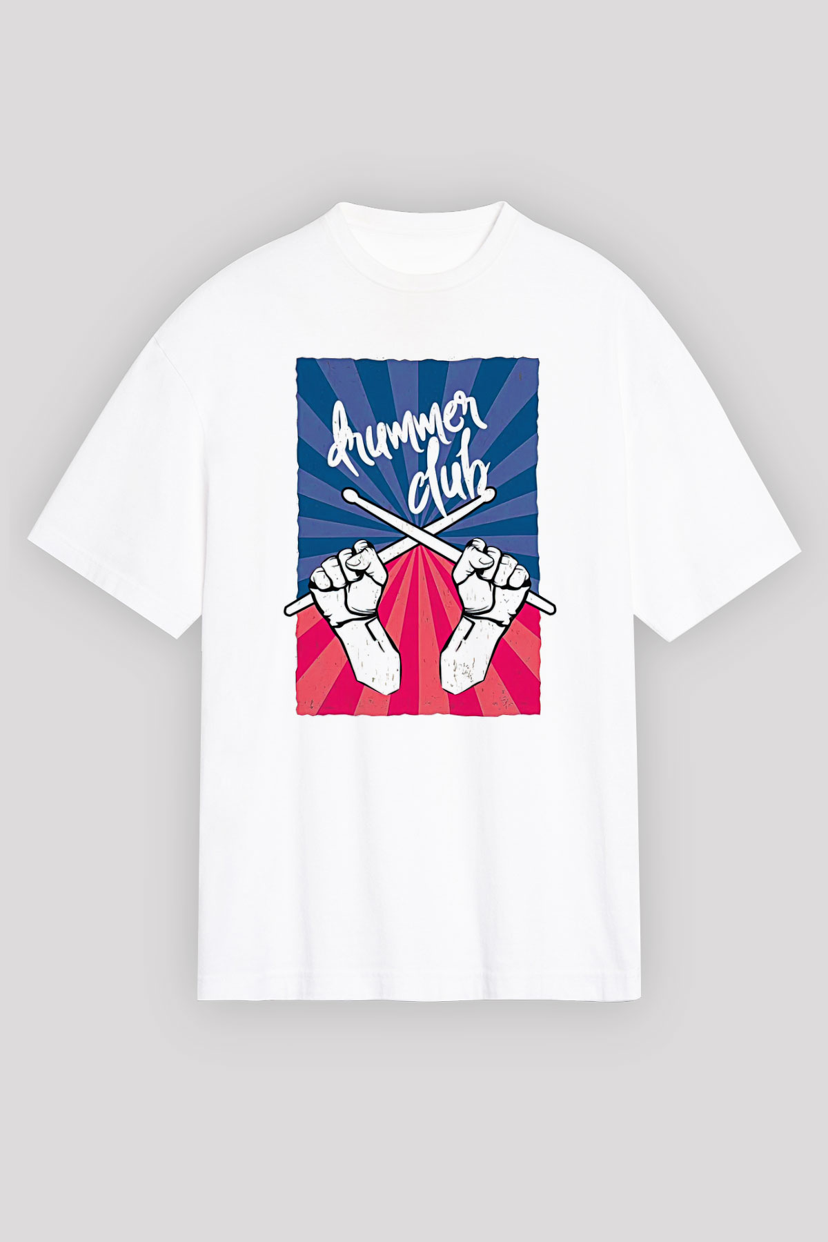 Bateri Baskılı Beyaz Unisex Oversize Tişört - Tshirt