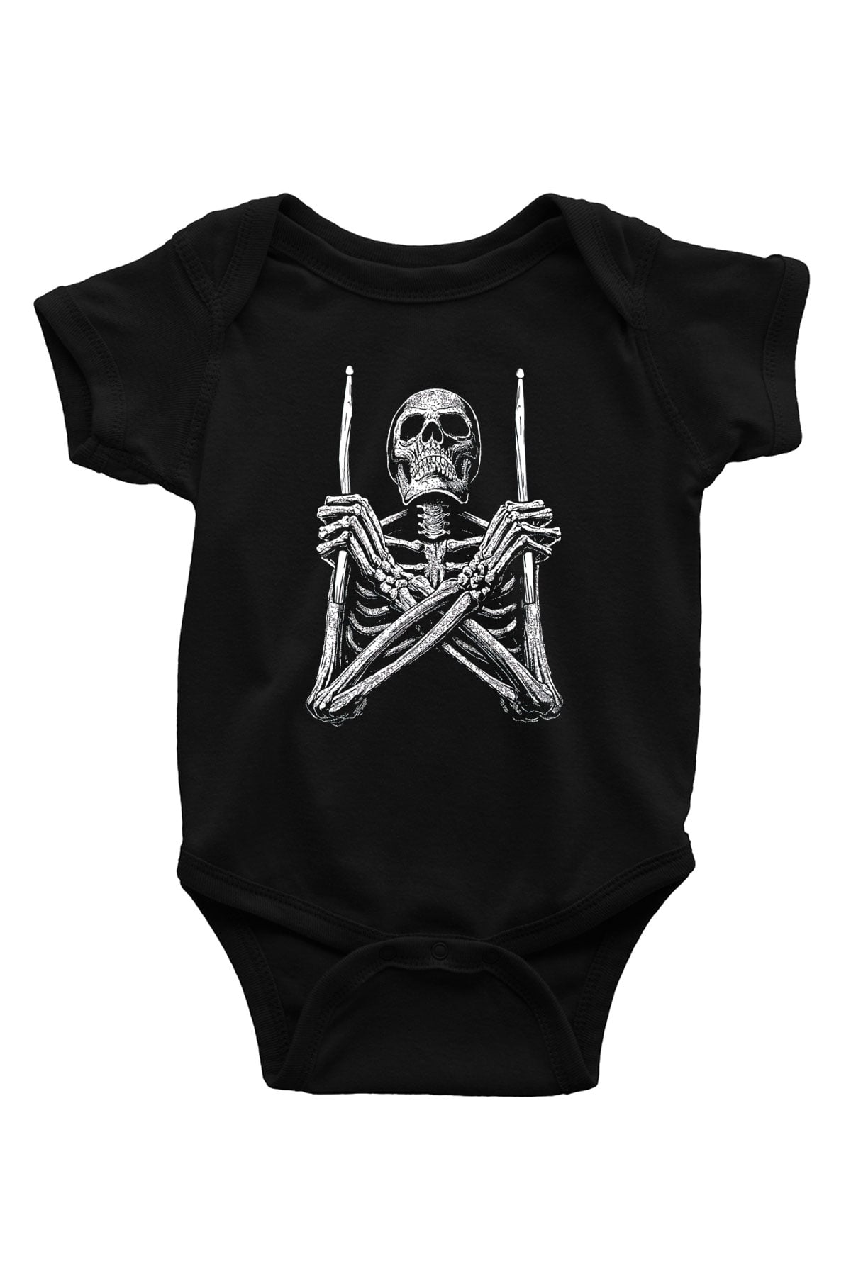 Bateri Baskılı Unisex Siyah Bebek Body - Zıbın