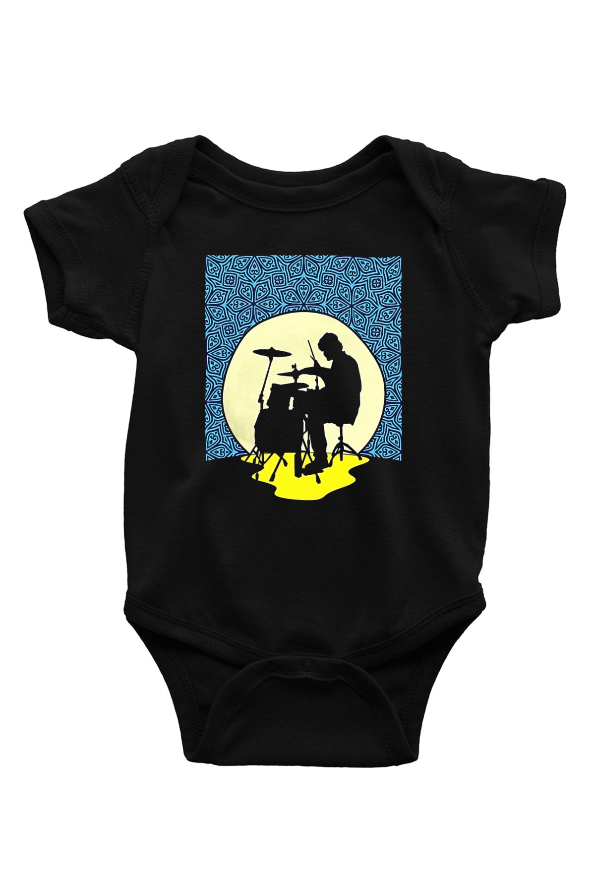 Bateri Baskılı Unisex Siyah Bebek Body - Zıbın