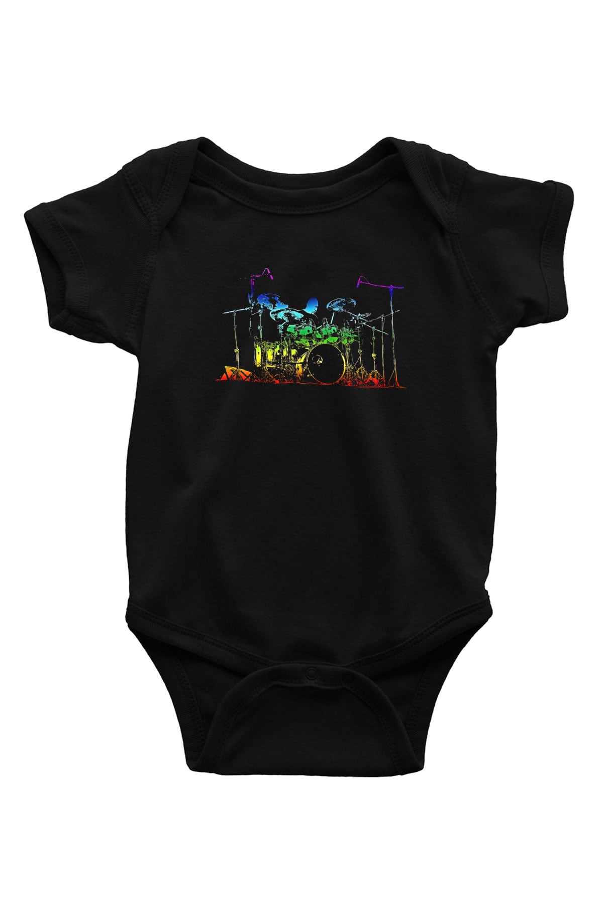 Bateri Baskılı Unisex Siyah Bebek Body - Zıbın