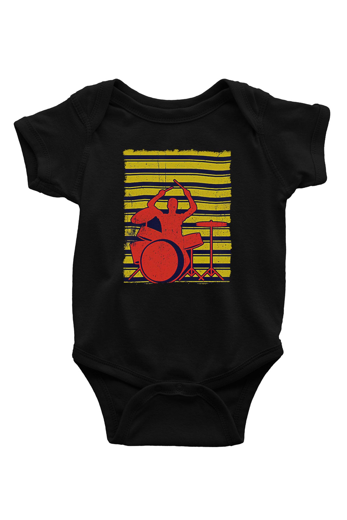 Bateri Baskılı Unisex Siyah Bebek Body - Zıbın