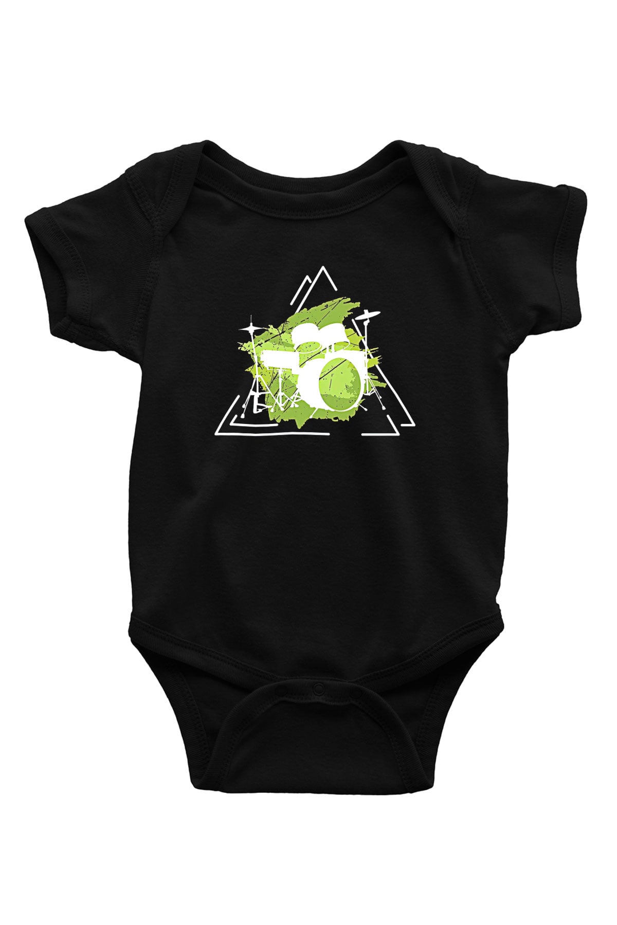 Bateri Baskılı Unisex Siyah Bebek Body - Zıbın