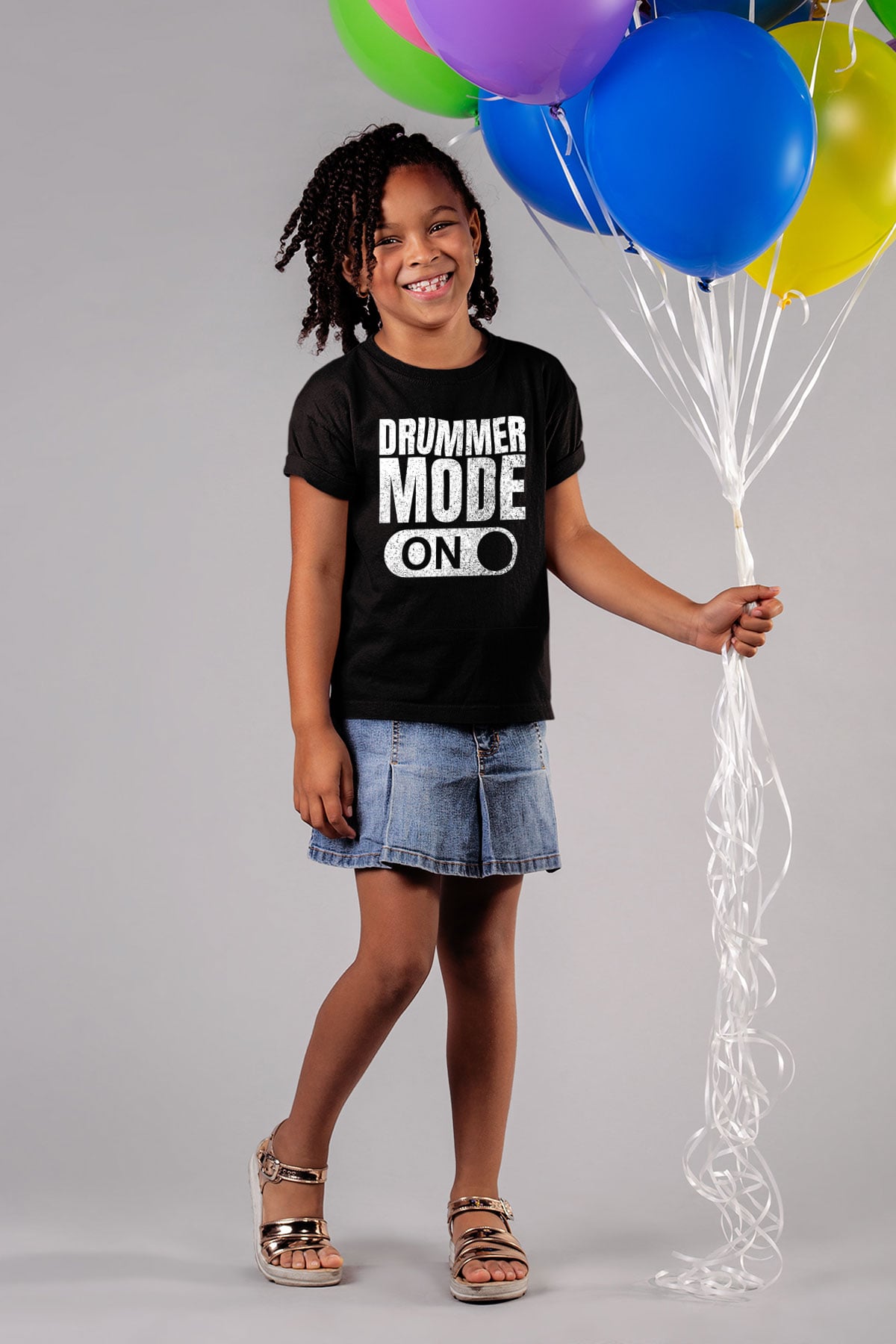 Bateri Baskılı Unisex Siyah Çocuk Tişört - Tshirt