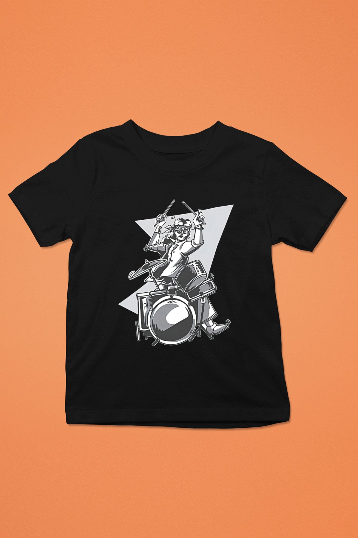 Bateri Baskılı Unisex Siyah Çocuk Tişört - Tshirt