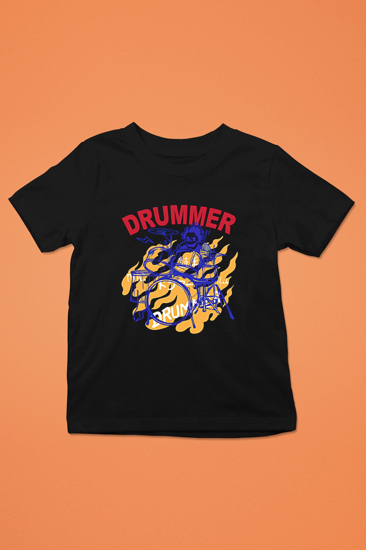 Bateri Baskılı Unisex Siyah Çocuk Tişört - Tshirt