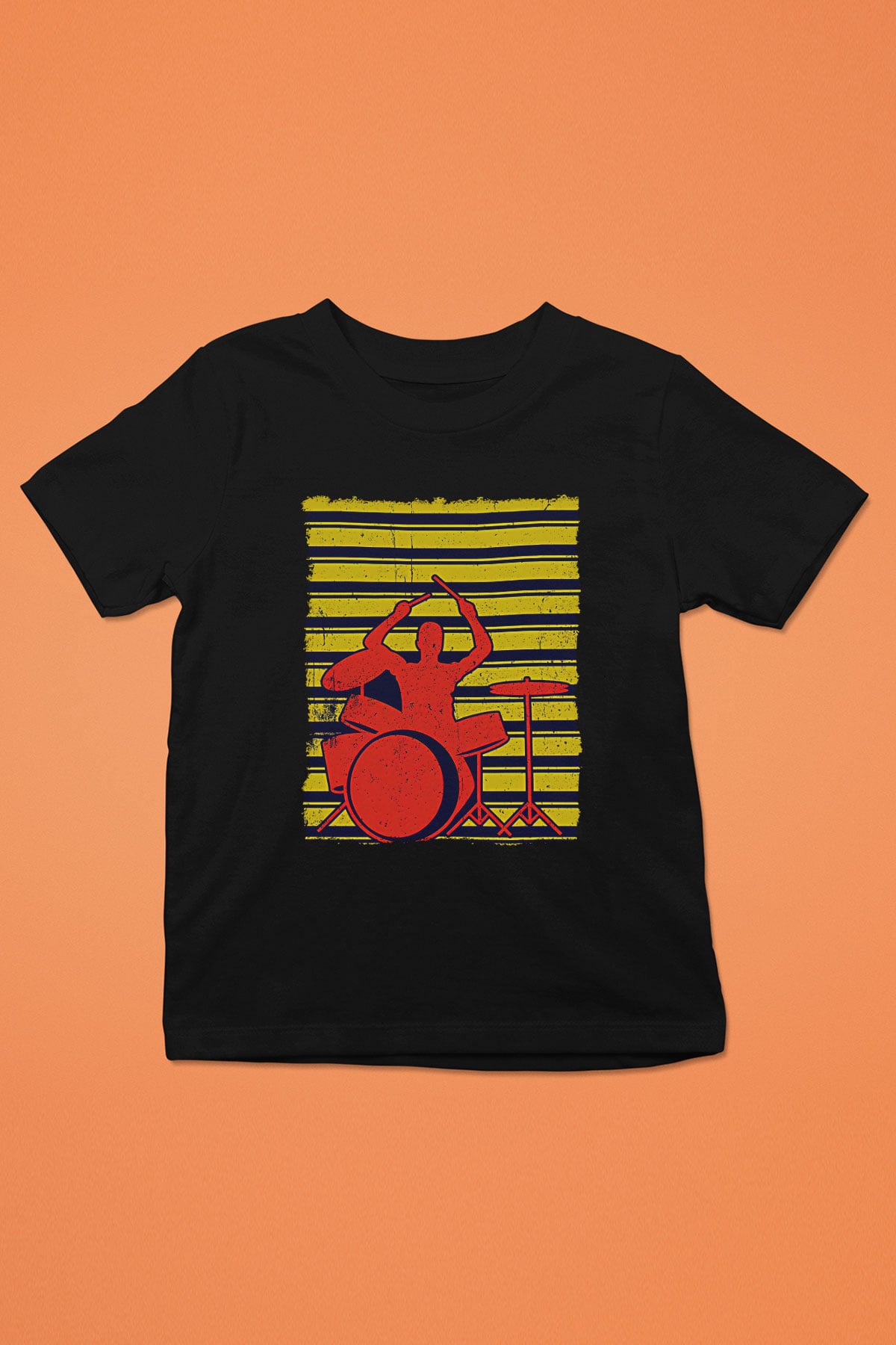 Bateri Baskılı Unisex Siyah Çocuk Tişört - Tshirt