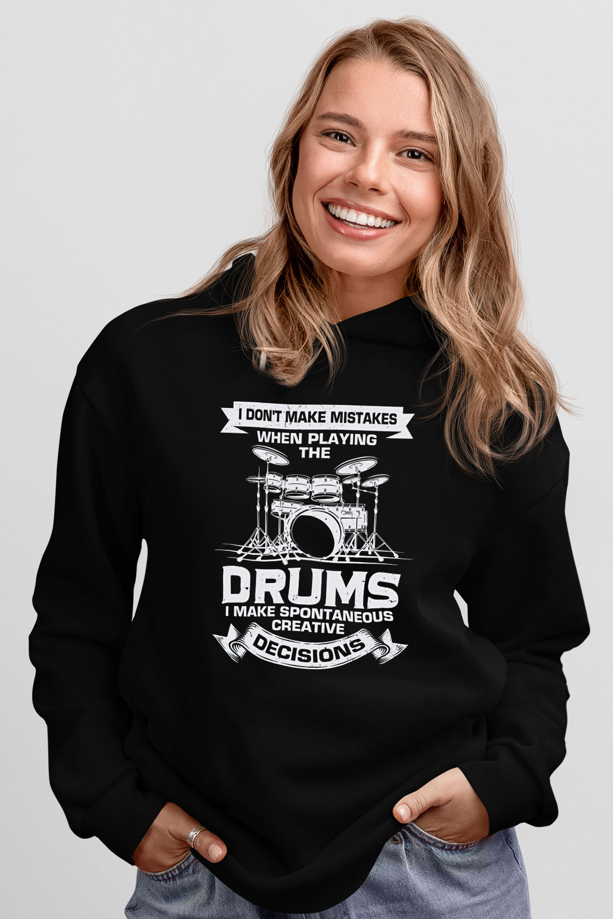 Bateri Baskılı Unisex Siyah Hoodie