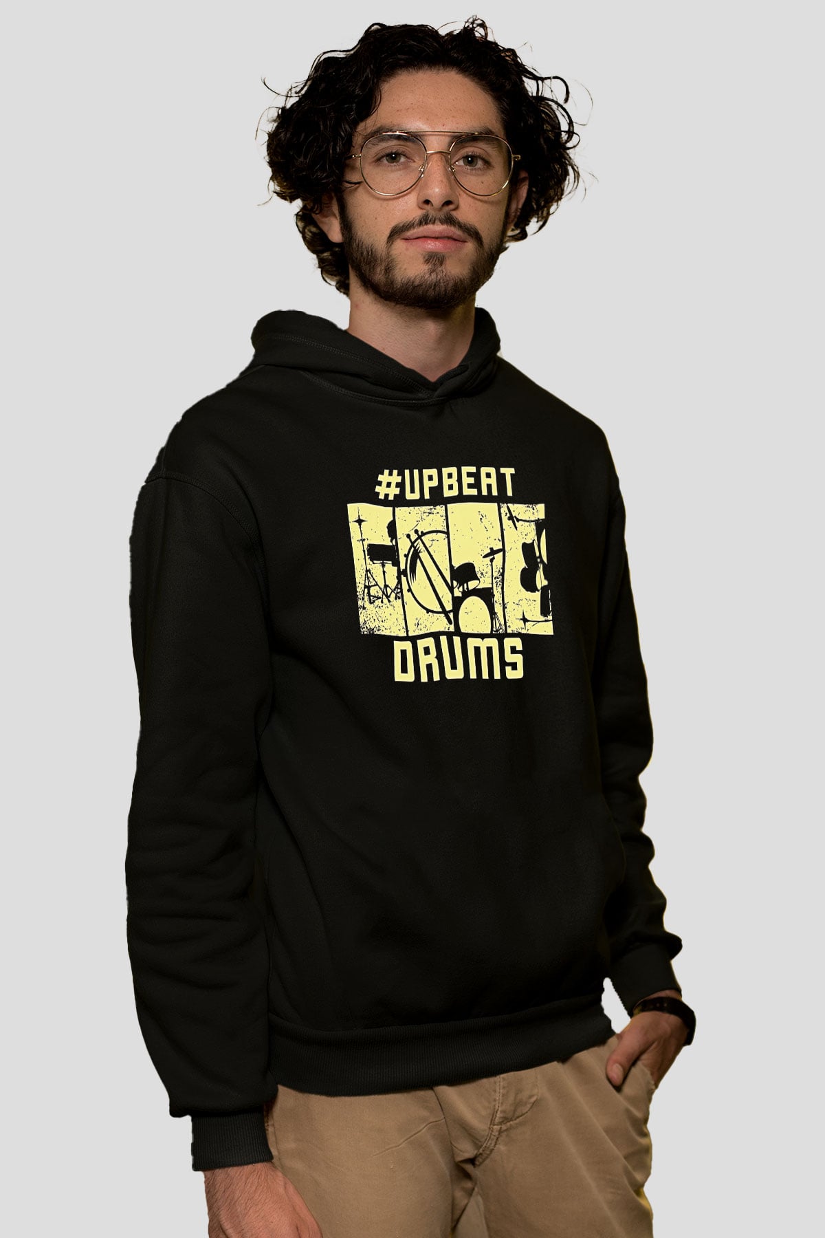 Bateri Baskılı Unisex Siyah Hoodie