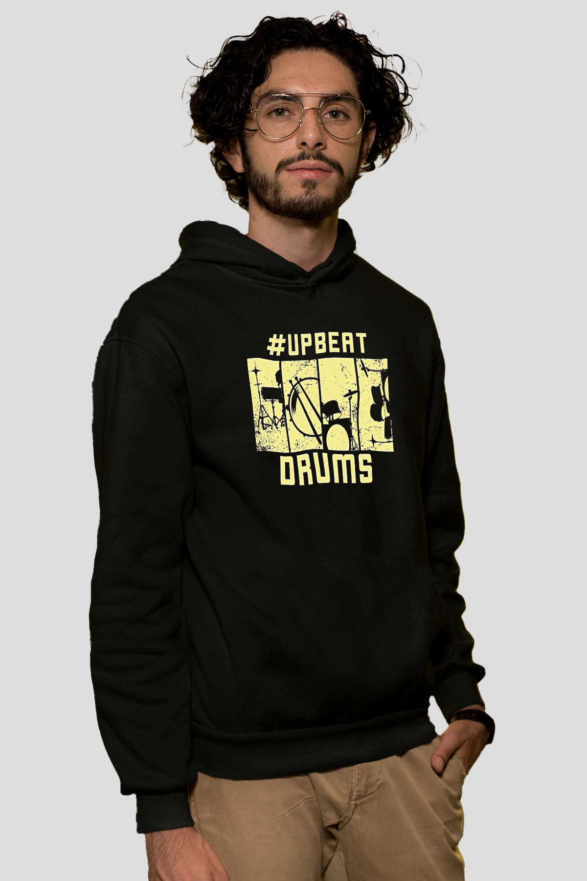 Bateri Baskılı Unisex Siyah Hoodie