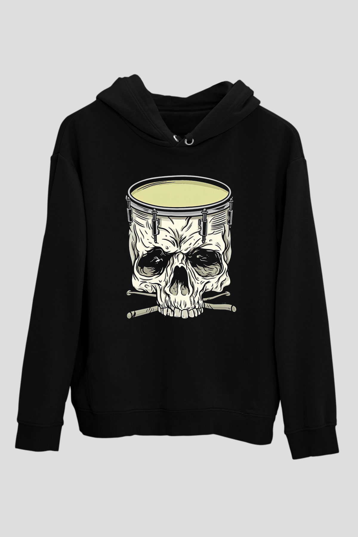 Bateri Baskılı Unisex Siyah Hoodie