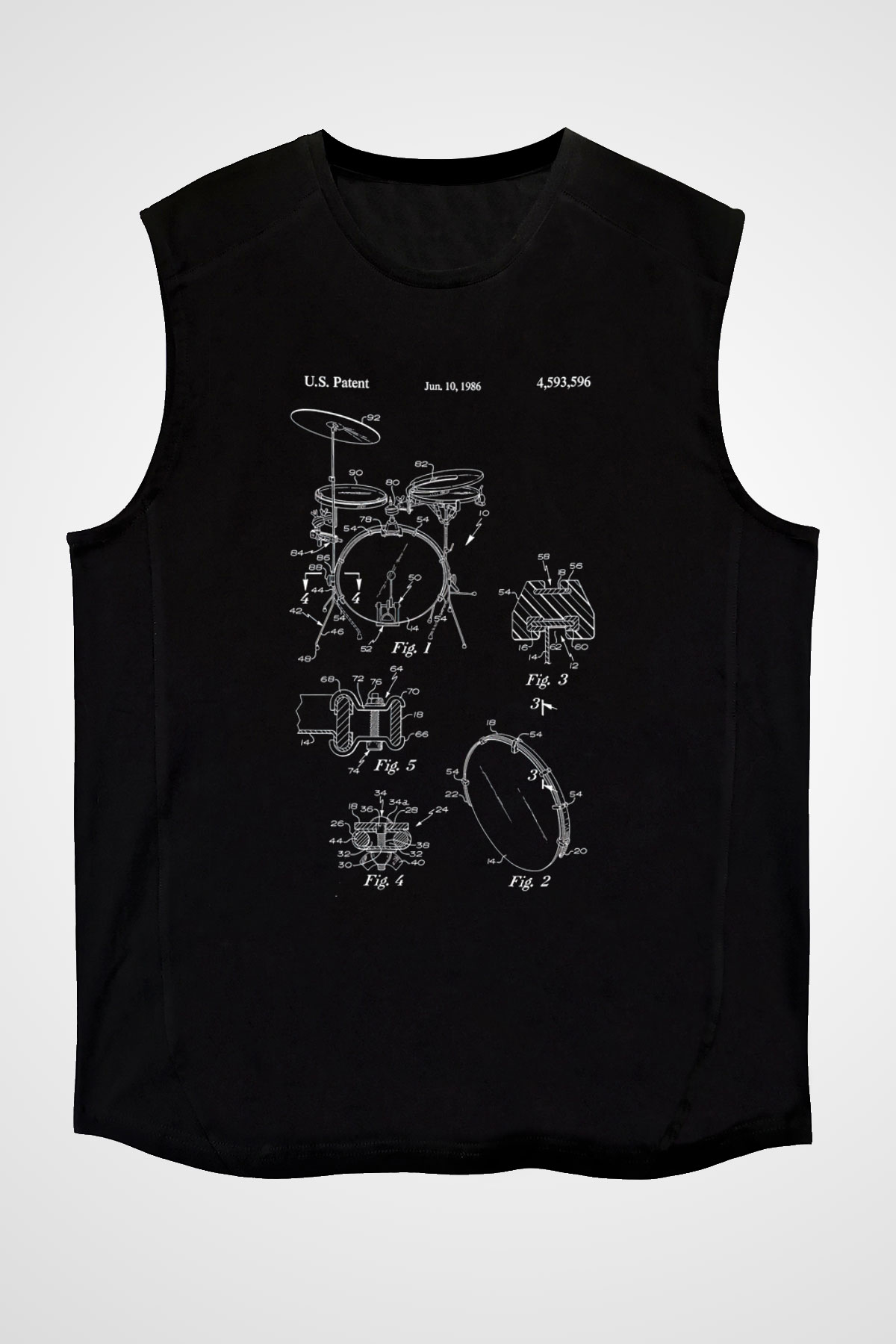 Bateri Baskılı Unisex Siyah Kolsuz Tişört - Tshirt