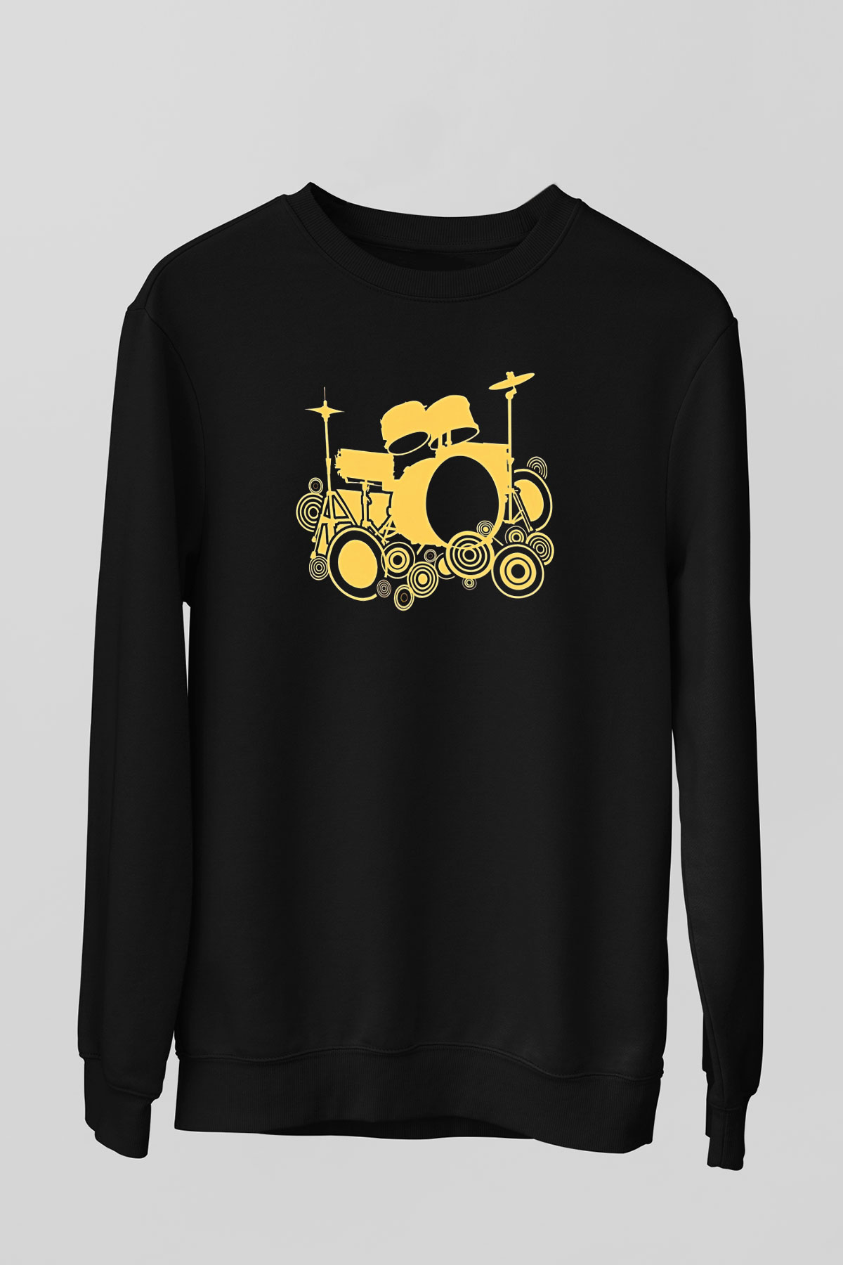 Bateri Baskılı Unisex Siyah Sweatshirt