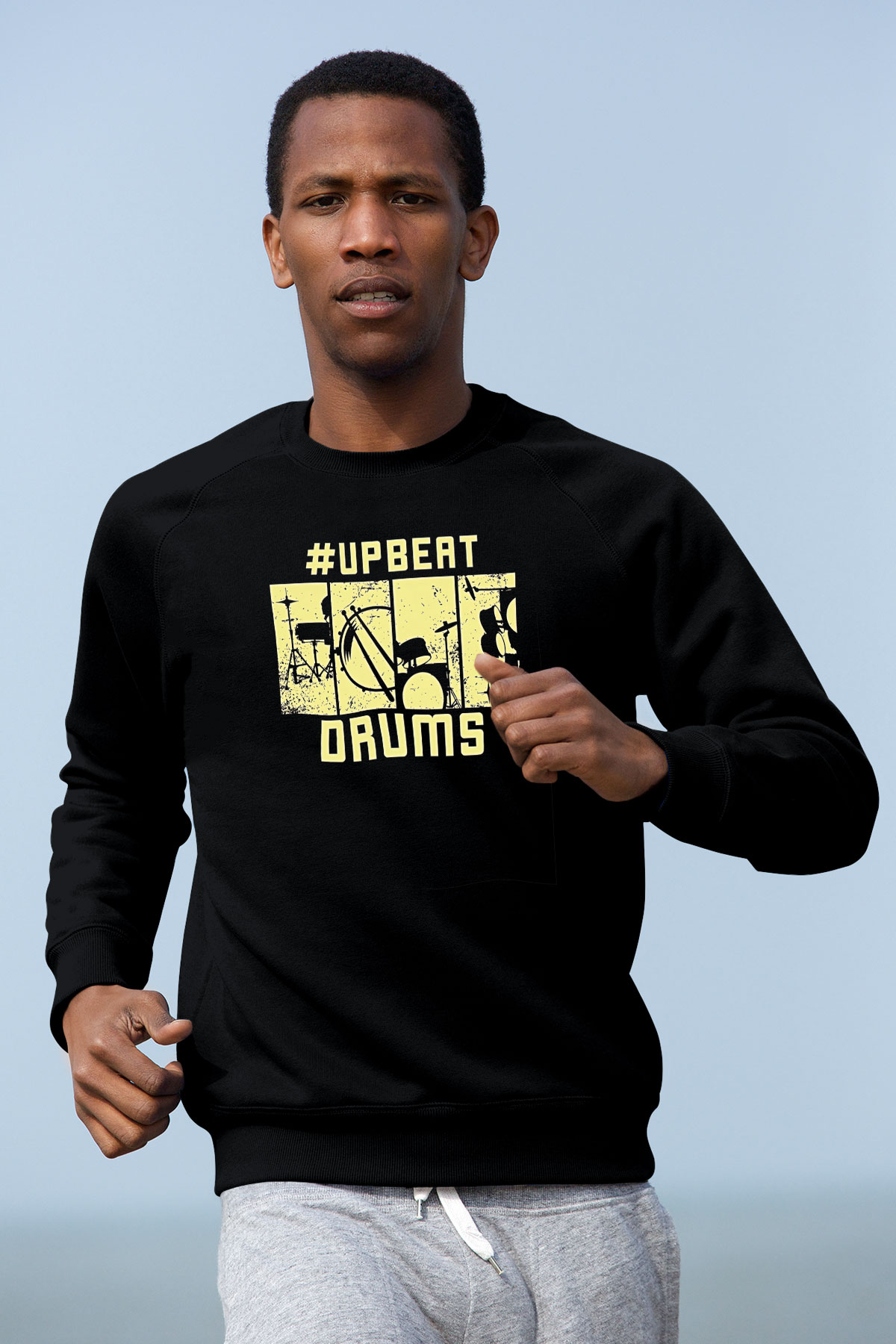 Bateri Baskılı Unisex Siyah Sweatshirt