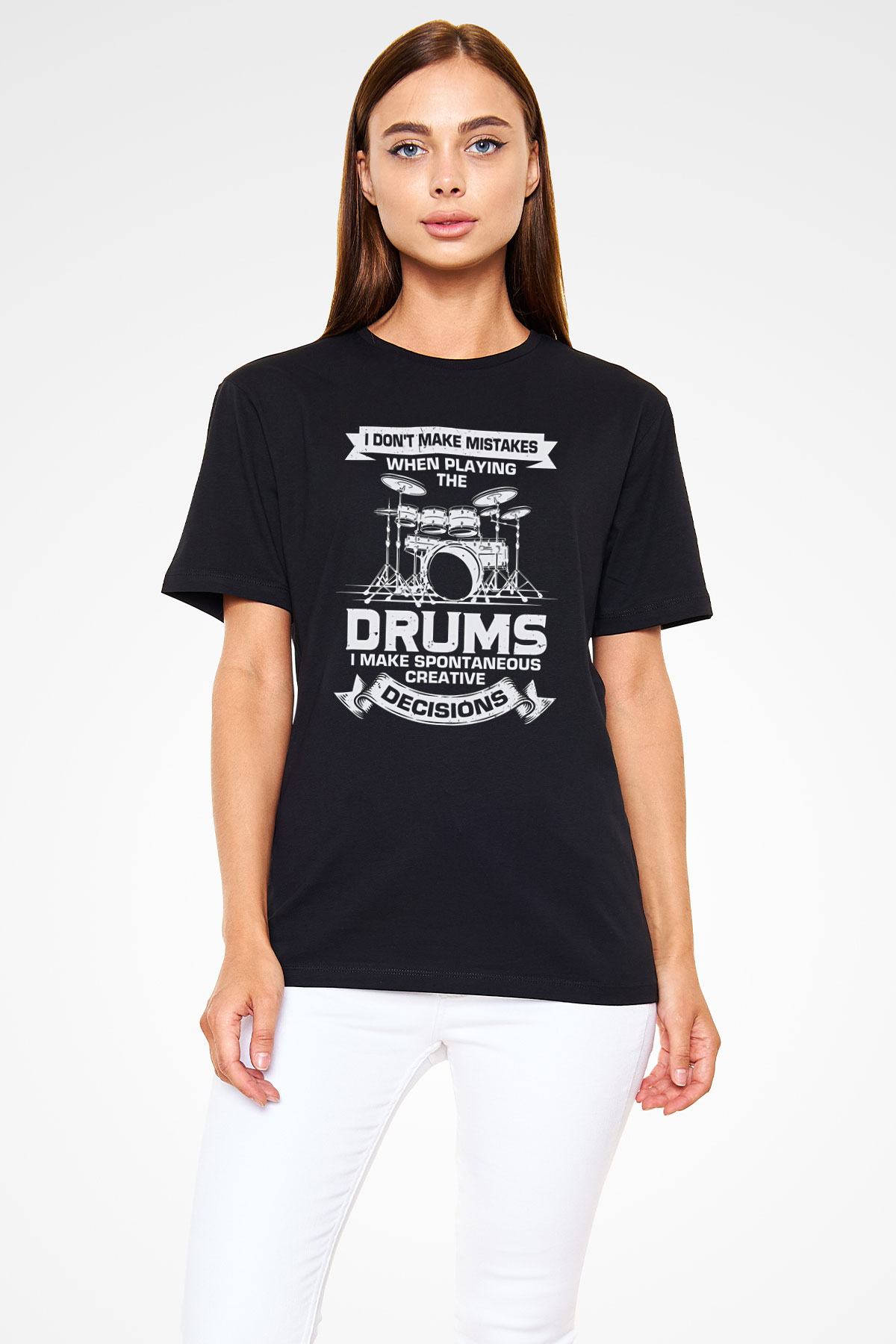 Bateri Baskılı Unisex Siyah Tişört - Tshirt