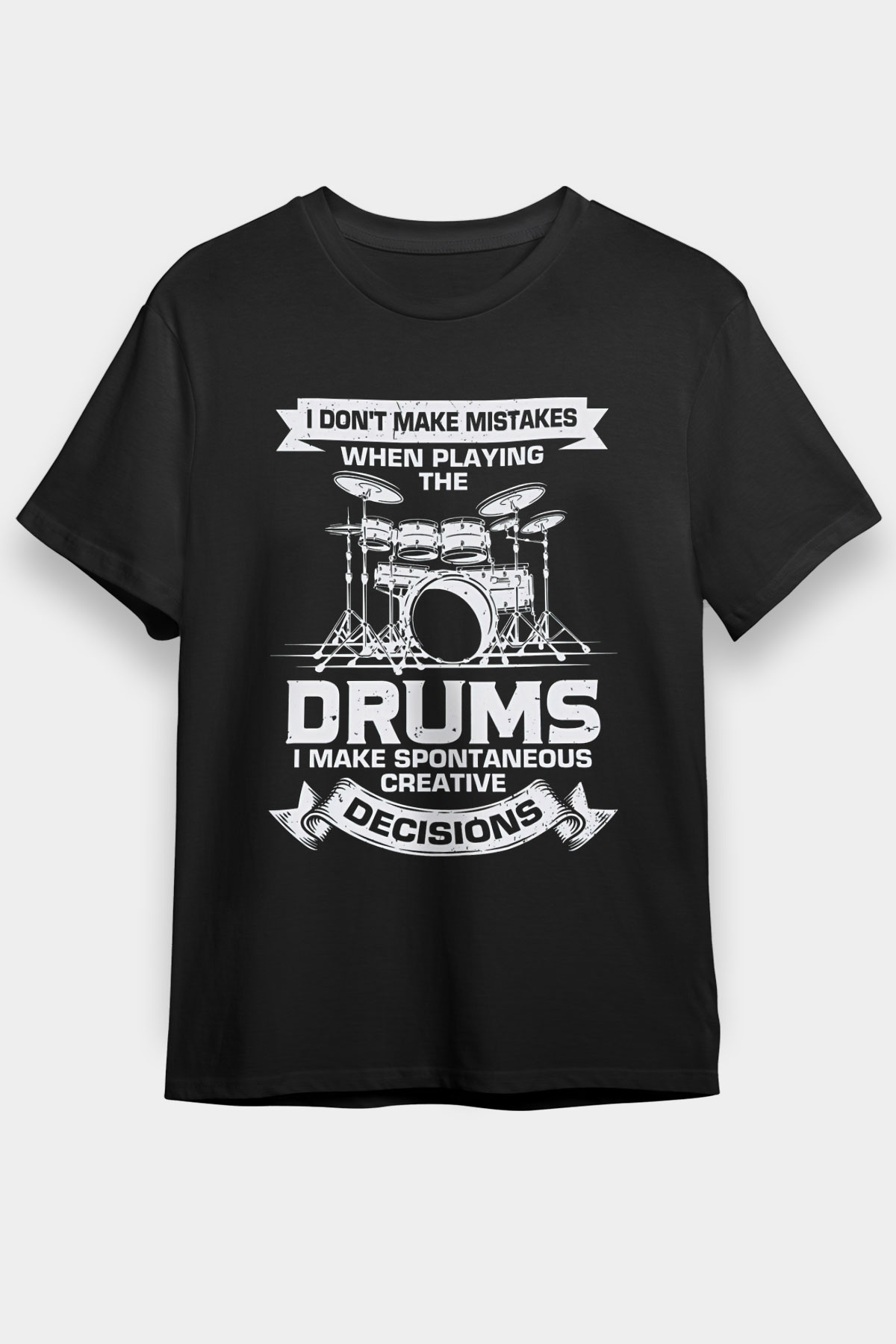 Bateri Baskılı Unisex Siyah Tişört - Tshirt