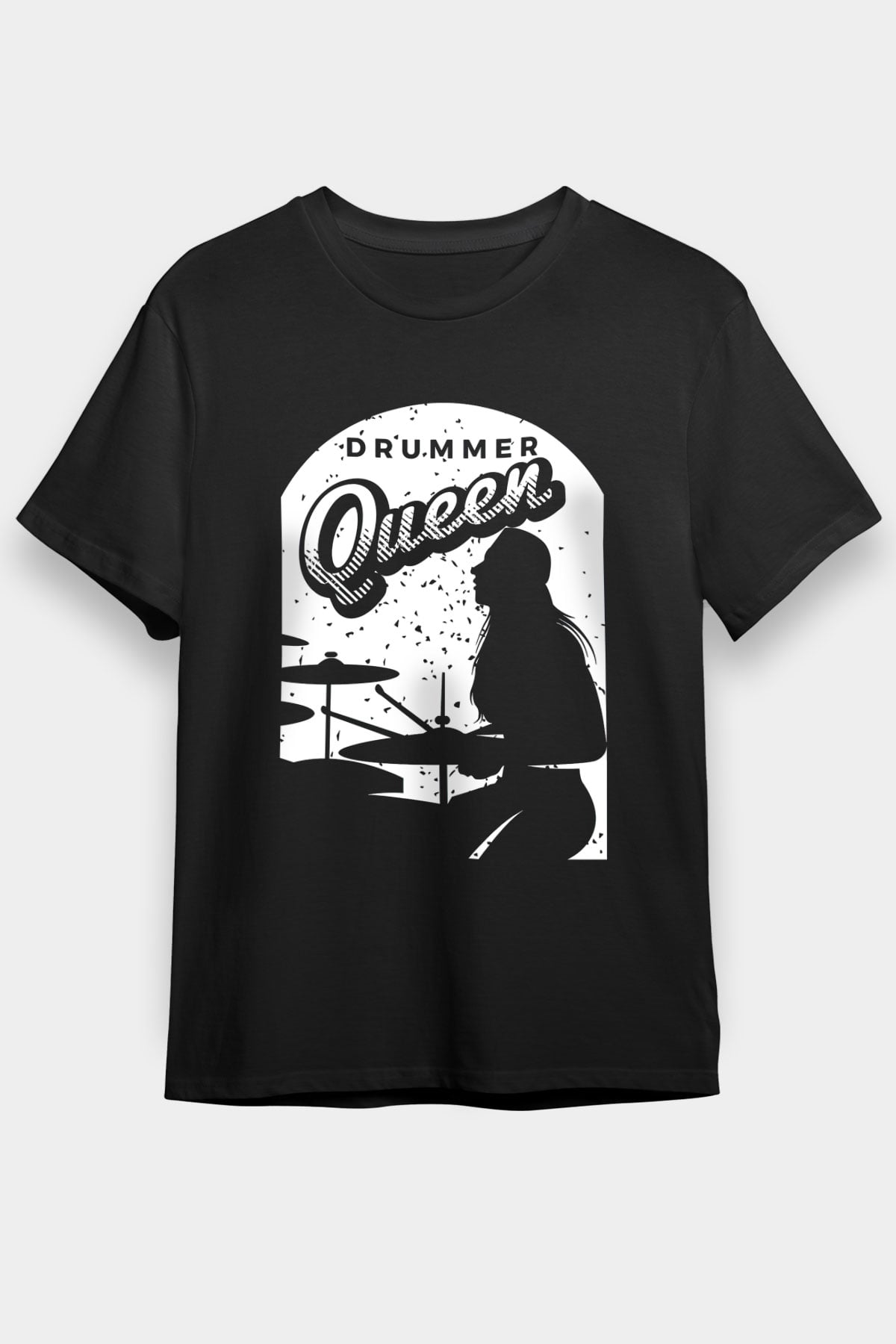 Bateri Baskılı Unisex Siyah Tişört - Tshirt