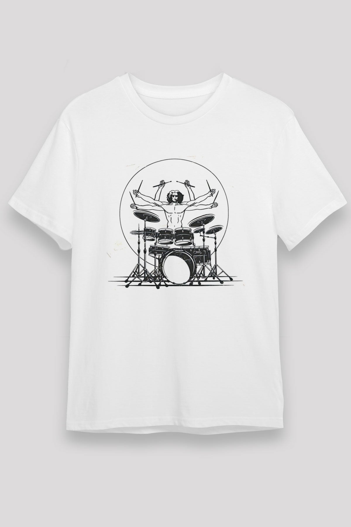Bateri Unisex Baskılı Beyaz Tişört - Tshirt