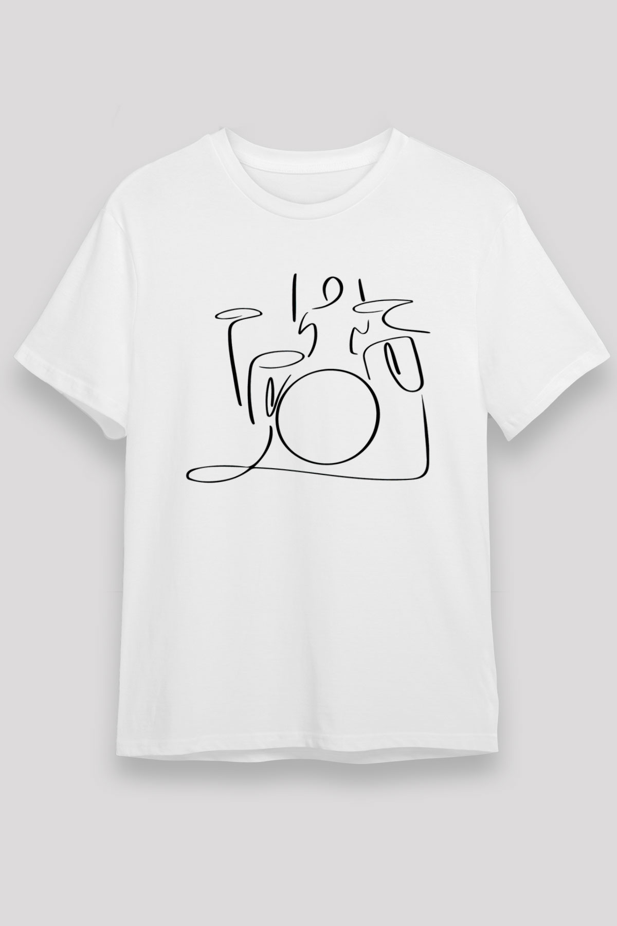 Bateri Unisex Baskılı Beyaz Tişört - Tshirt