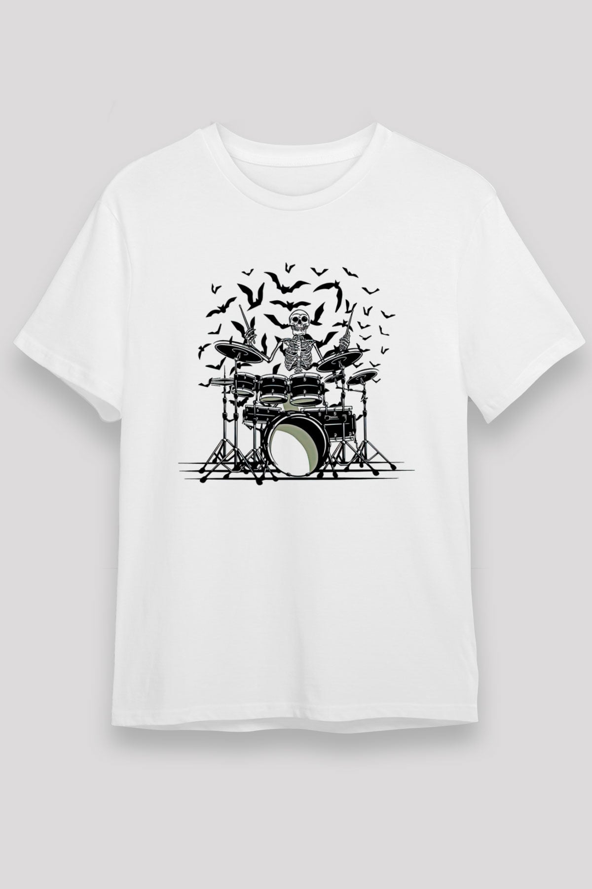 Bateri Unisex Baskılı Beyaz Tişört - Tshirt