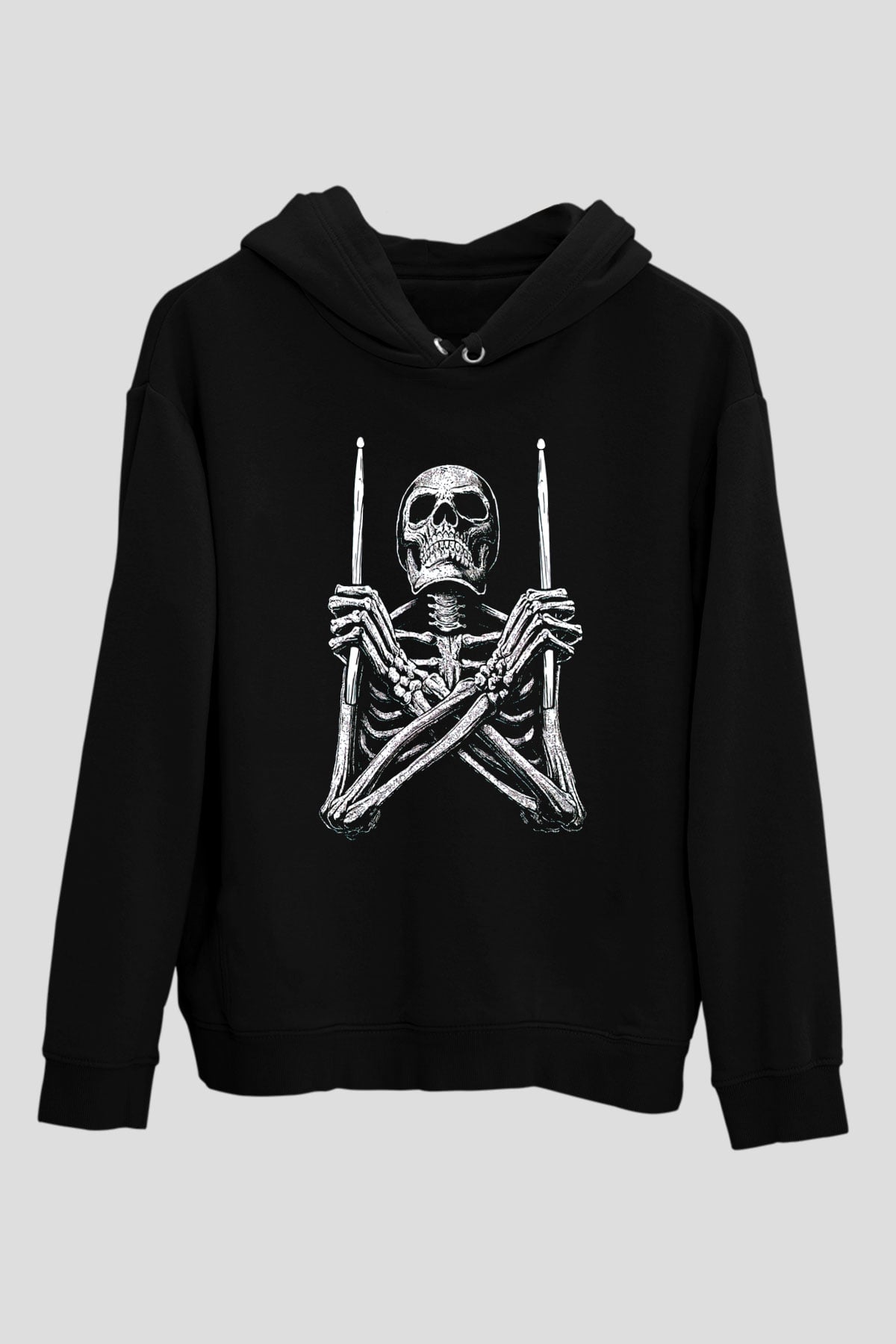Baterist İskeletSiyah  Unisex Hoodie