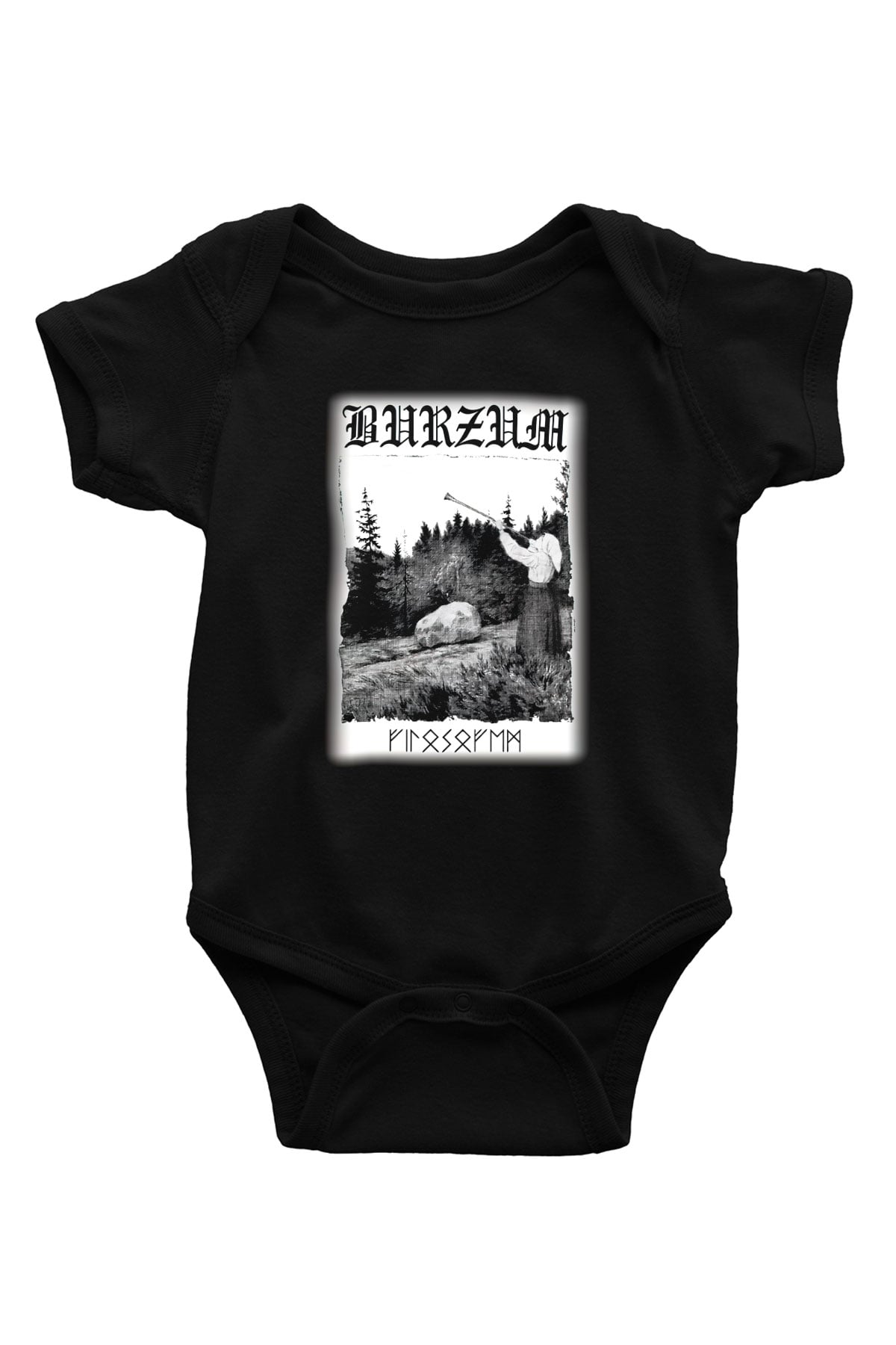 Bathory Baskılı Siyah Bebek Body - Zıbın